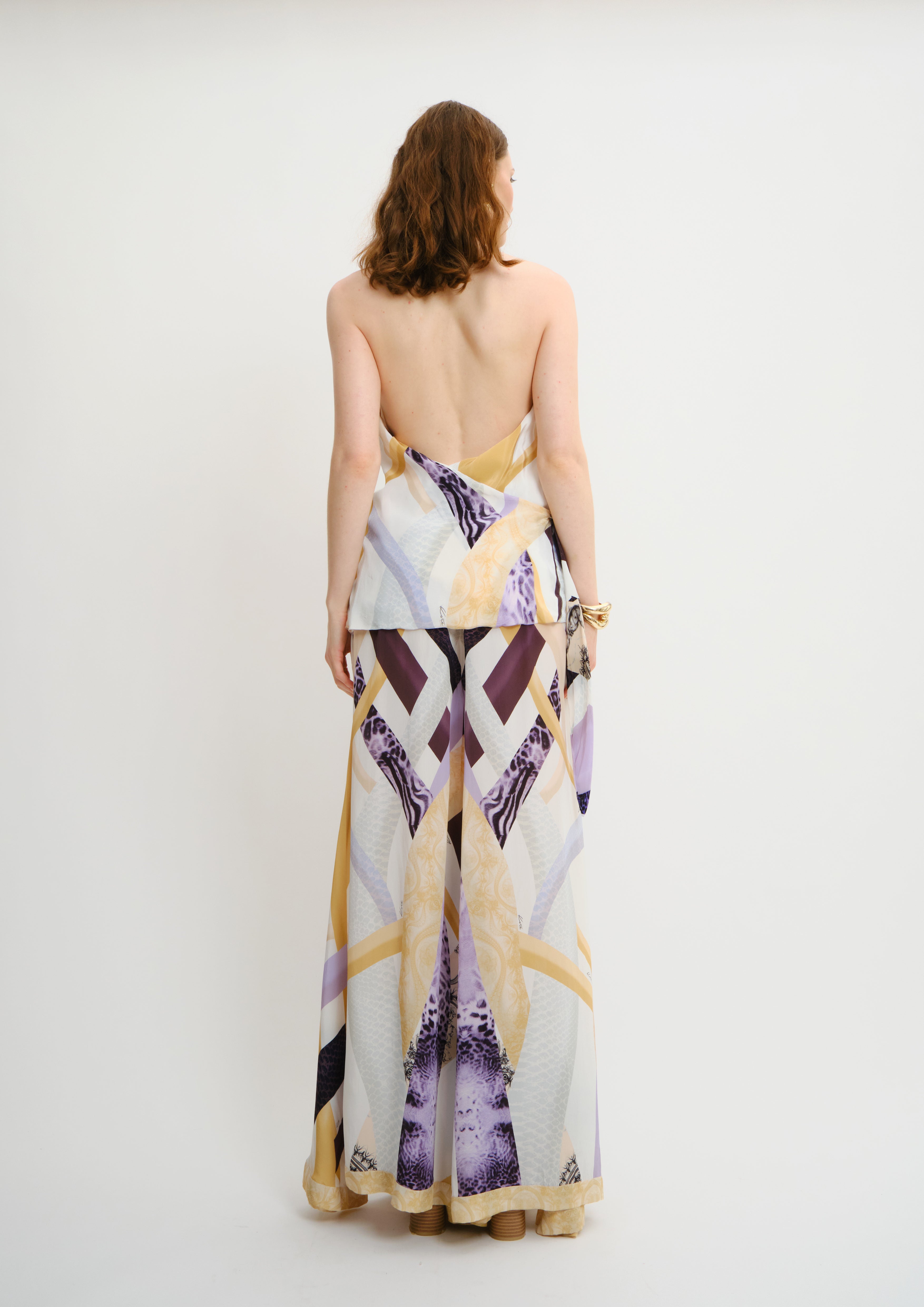 Cascade Halter Top Sahara Notte in Natural Crepe