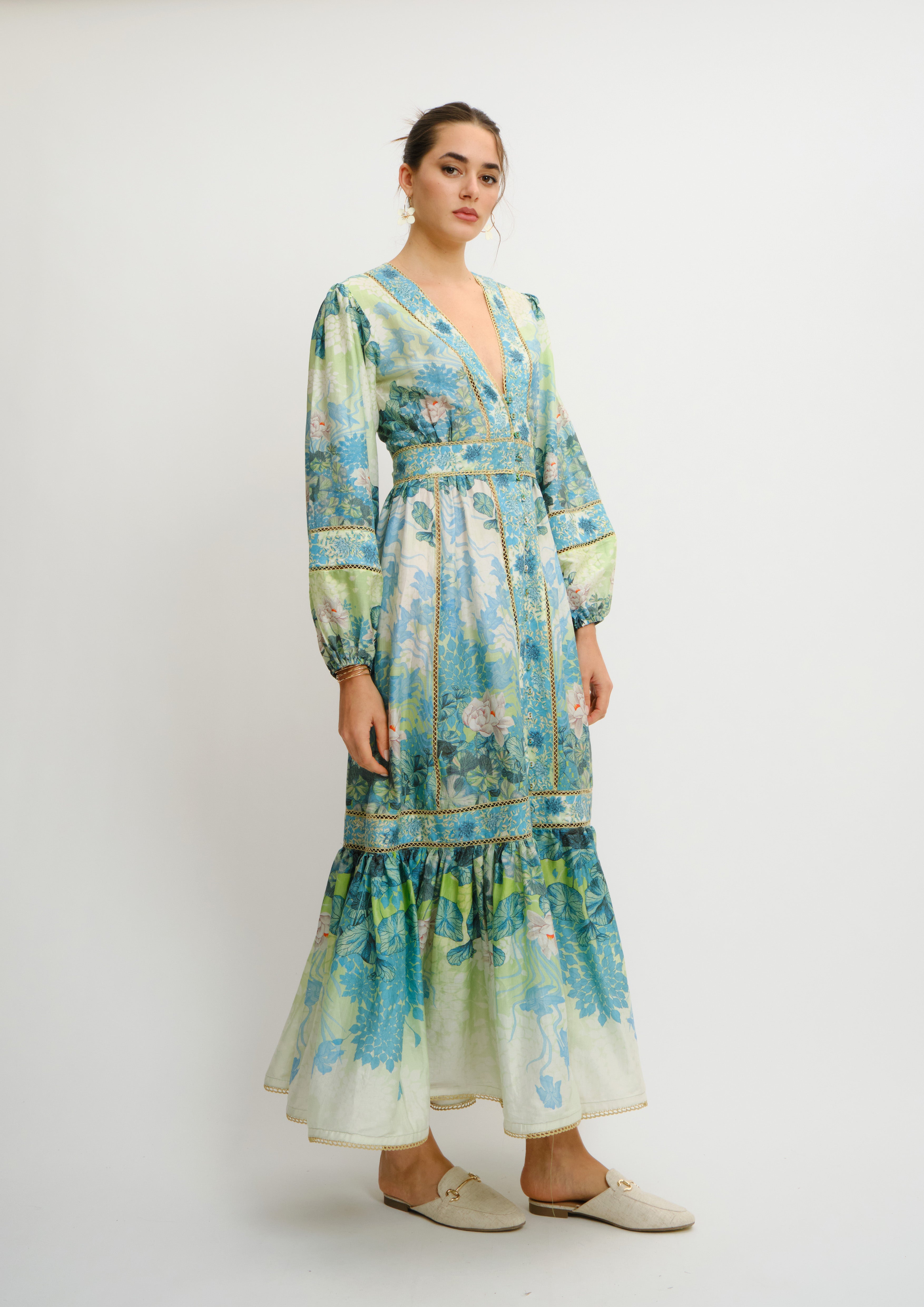 Poesia Maxi Chemisier Jardin Du Jour in Chandery Fabric