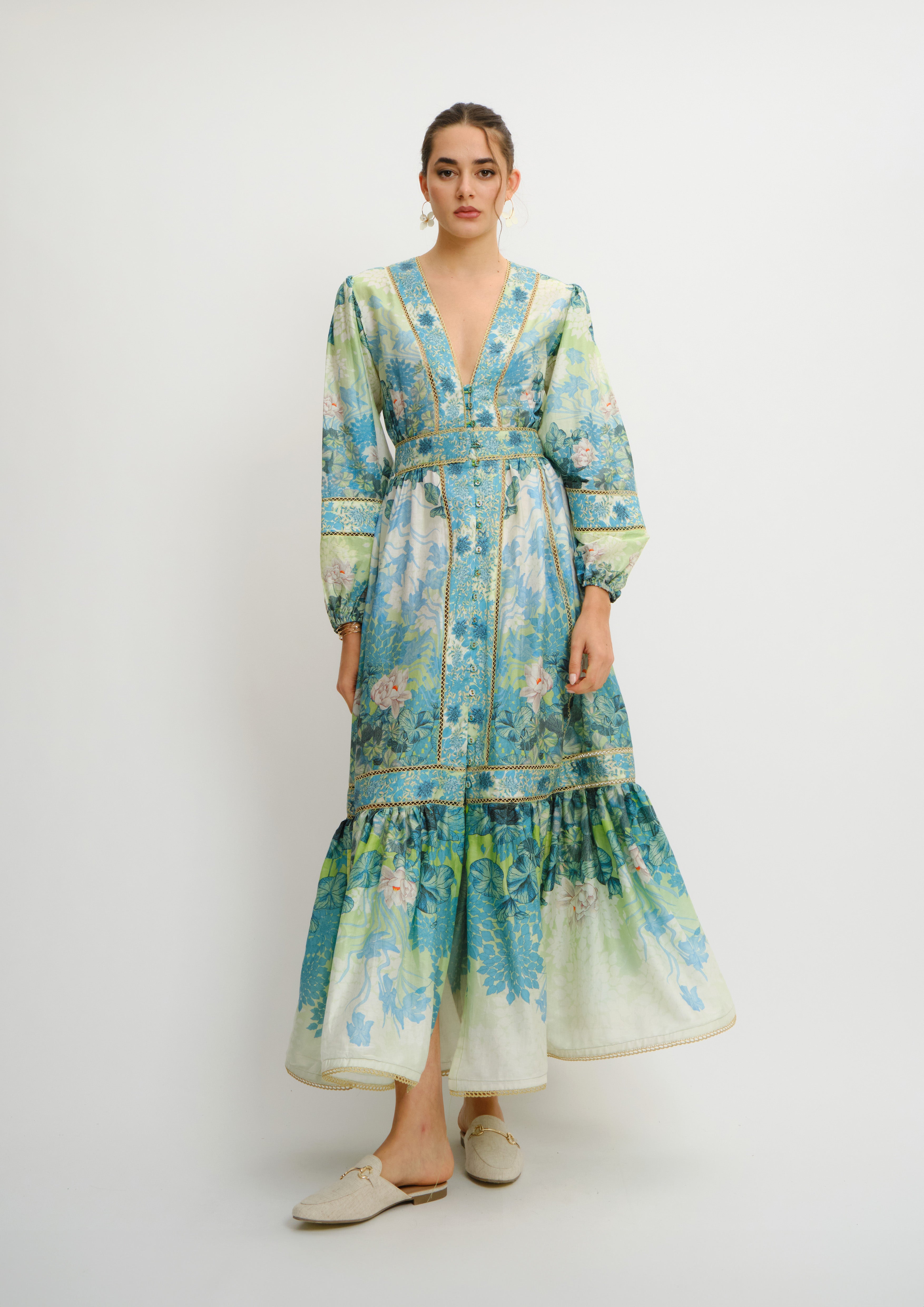 Poesia Maxi Chemisier Jardin Du Jour in Chandery Fabric