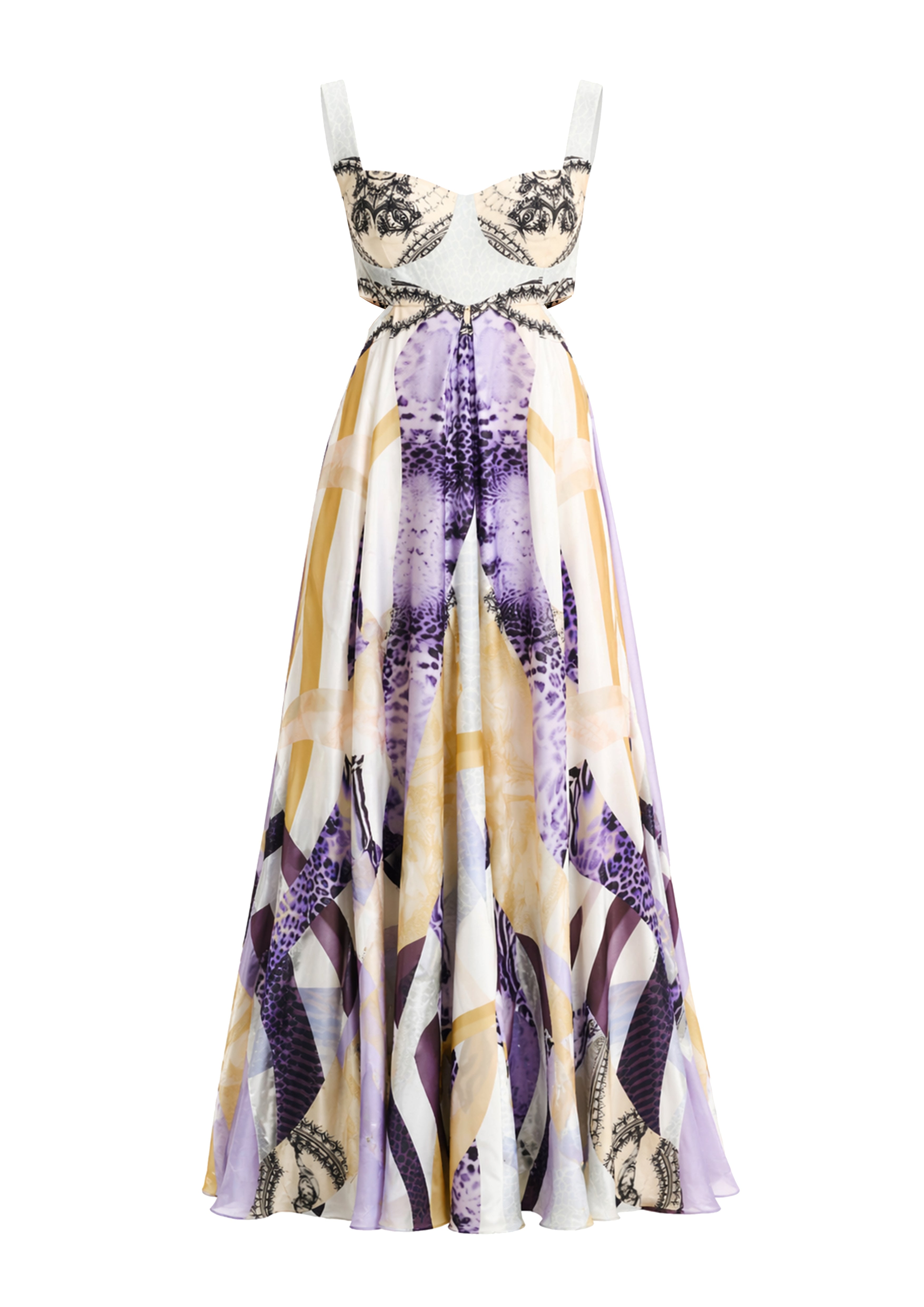 Cutout Bustier Maxi Dress Sahara Notte in Chandery Fabric
