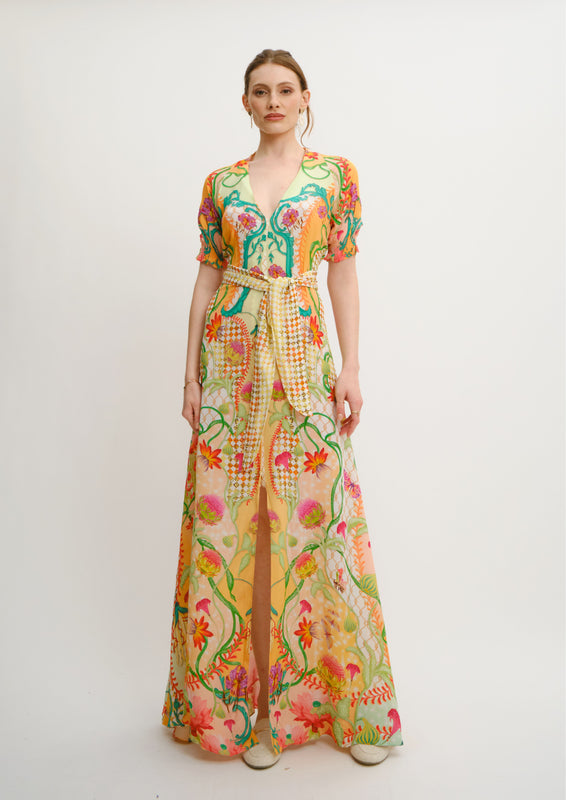 Flowy Luna Bow Dress Blooming Day in Natural Crepe
