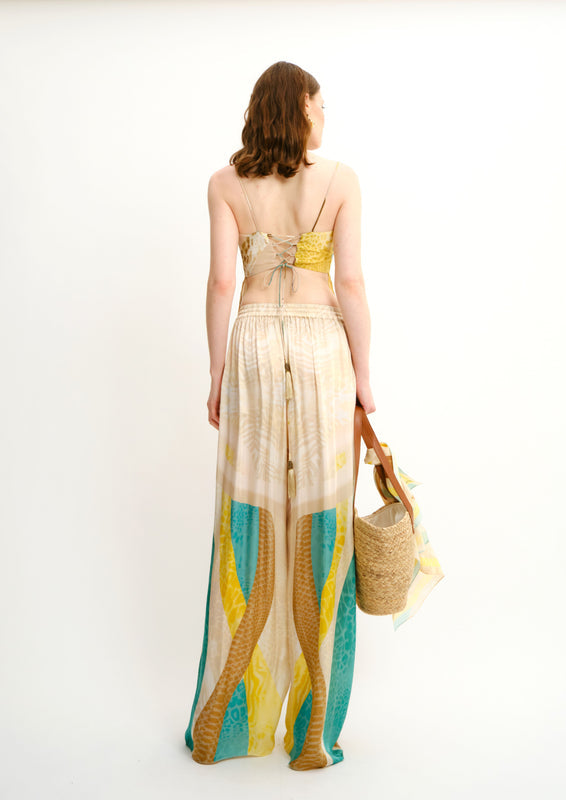 Wide-Fit Summer Trousers Sahara Giorno in Cherry Satin