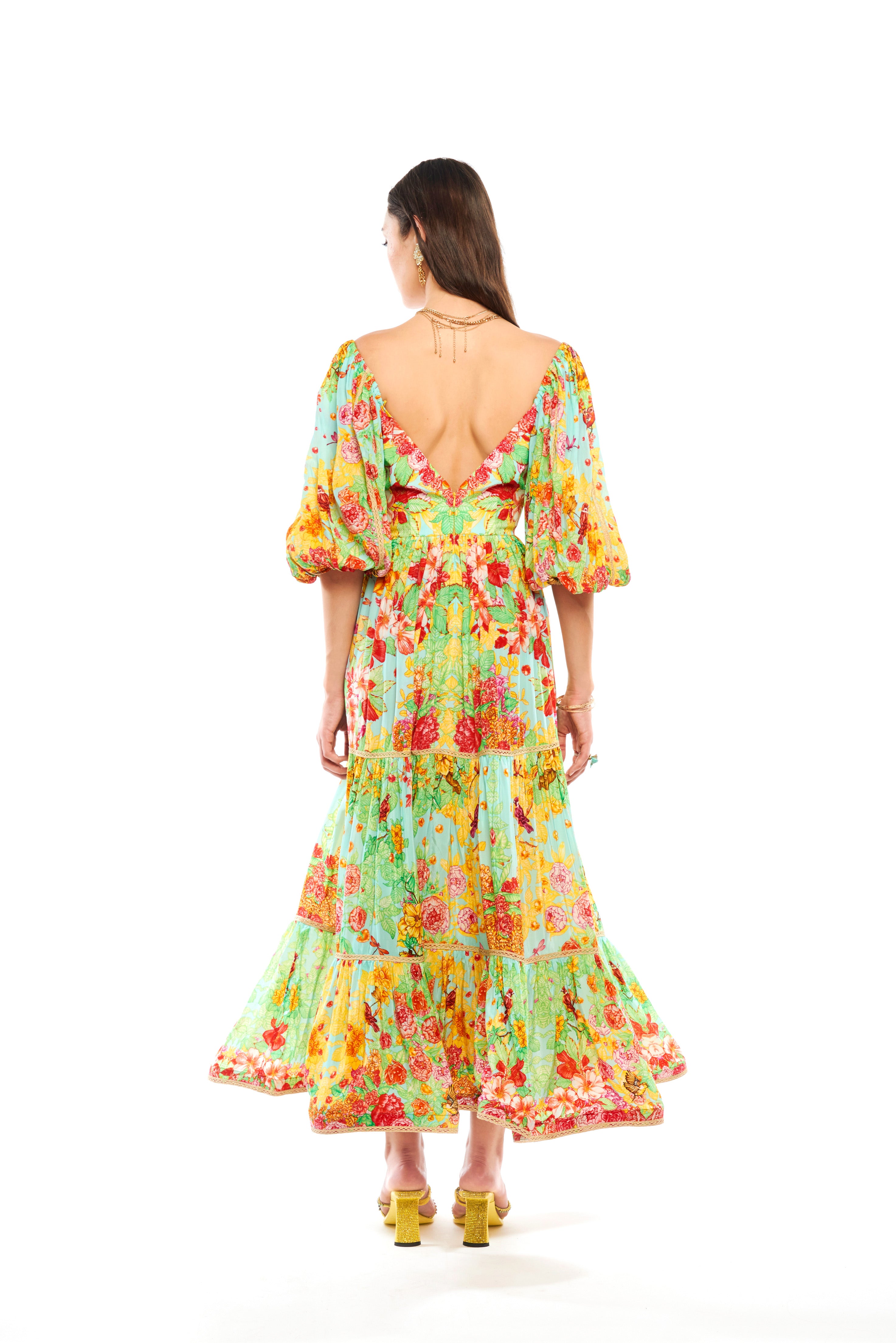 Sweetheart Curl Layer Gown Monogram Dream Sunset in natural crepe