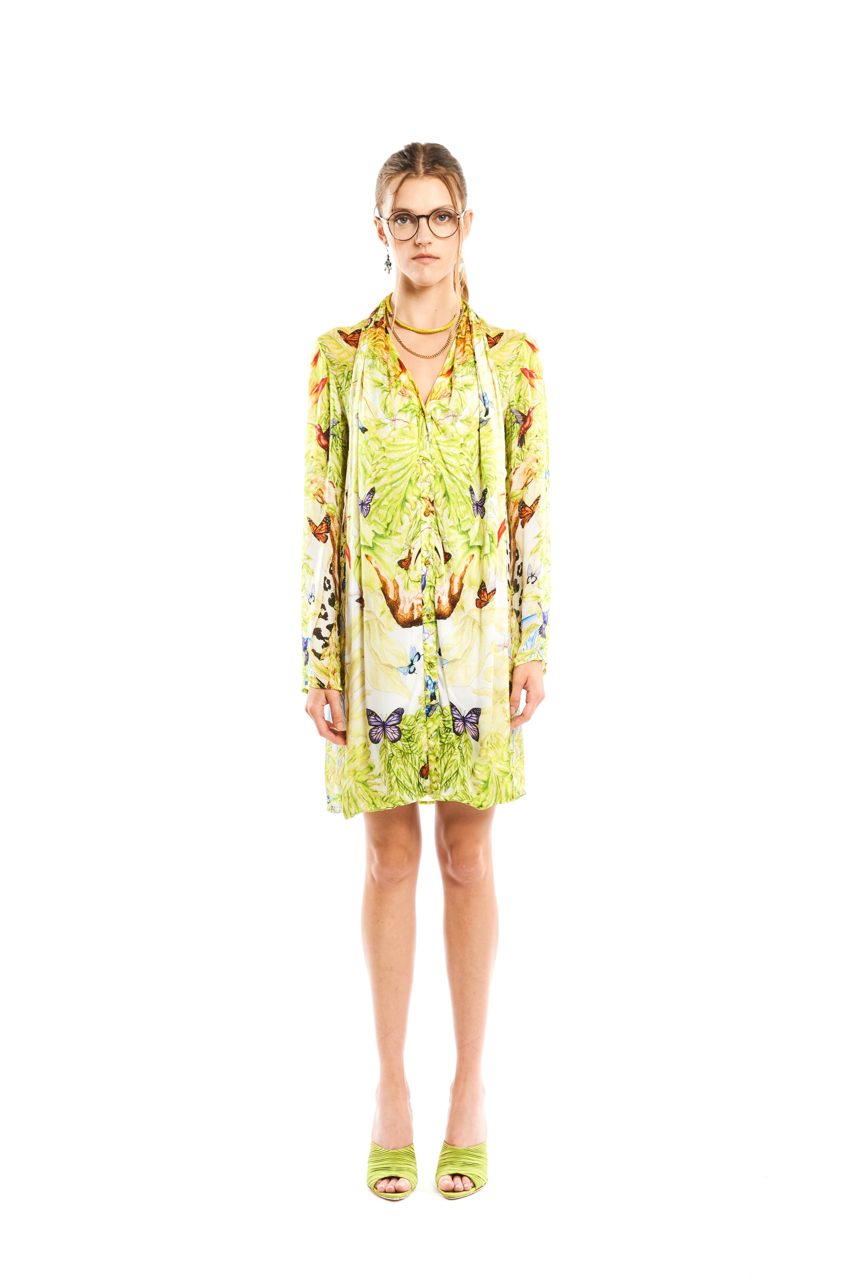 Scarf Full Sleeves Tunic Jungle Day in georgette satin