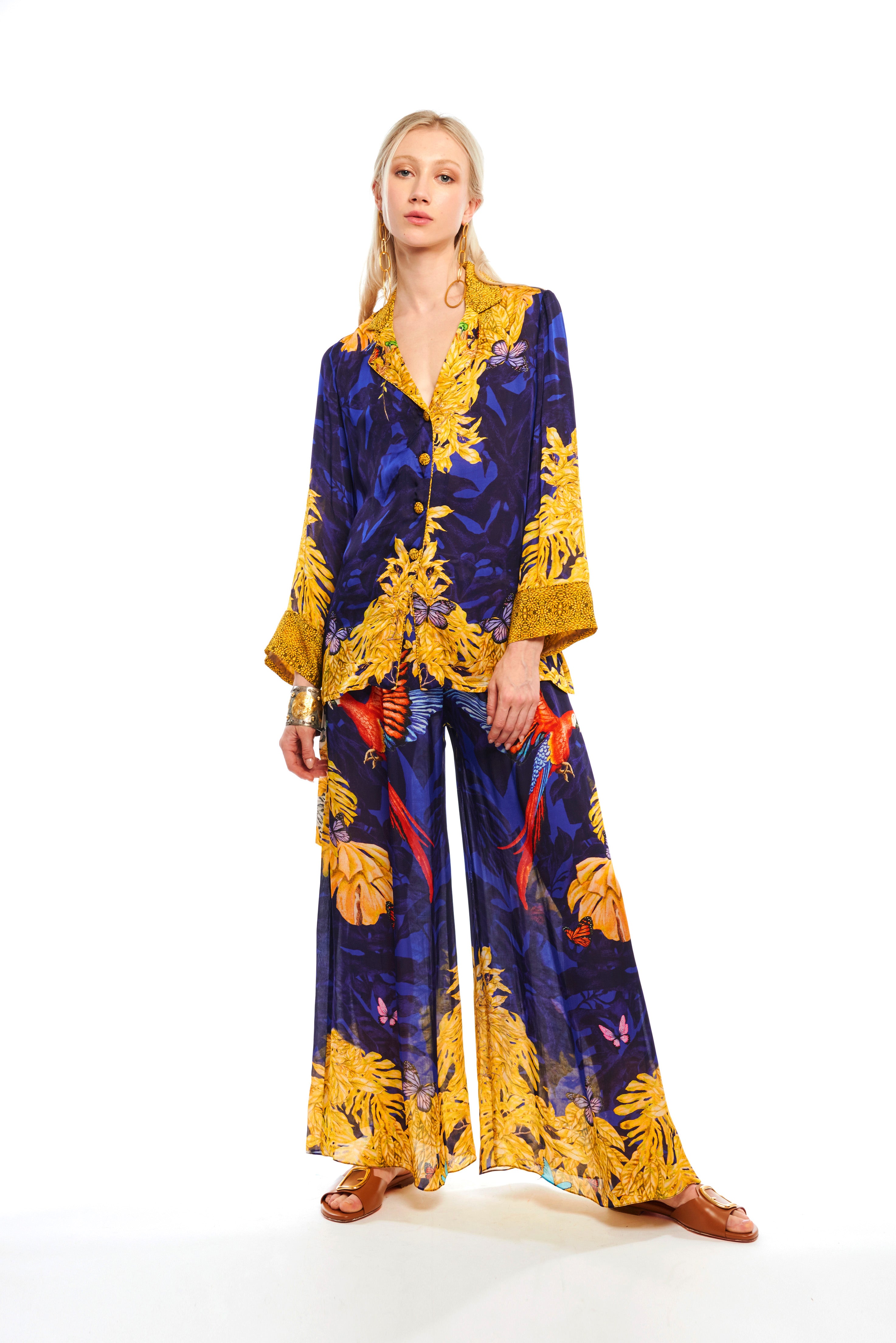 Lounge Blazer Jungle Night in cherry satin