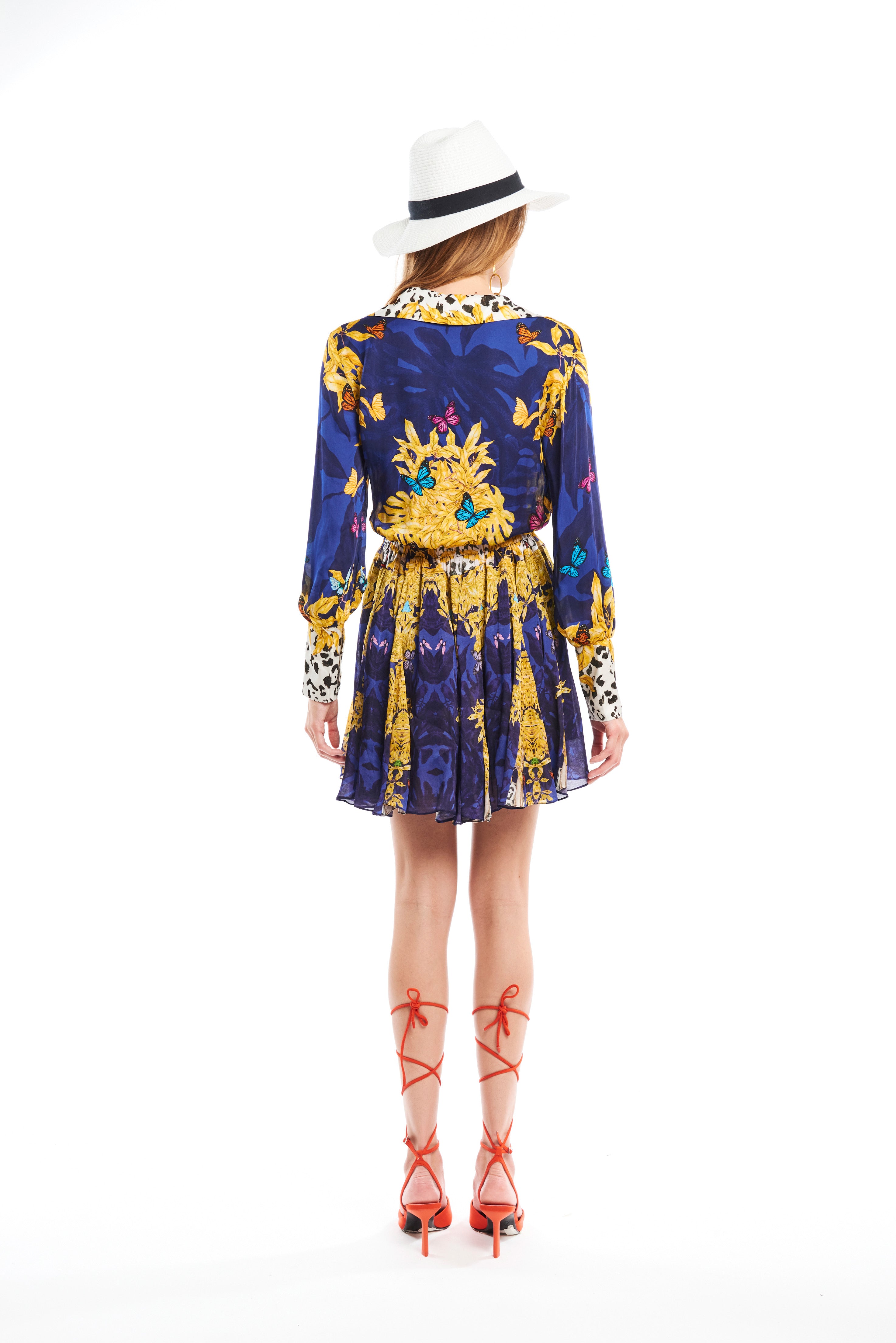 Triangle mini skirt in Jungle Night print, georgette satin