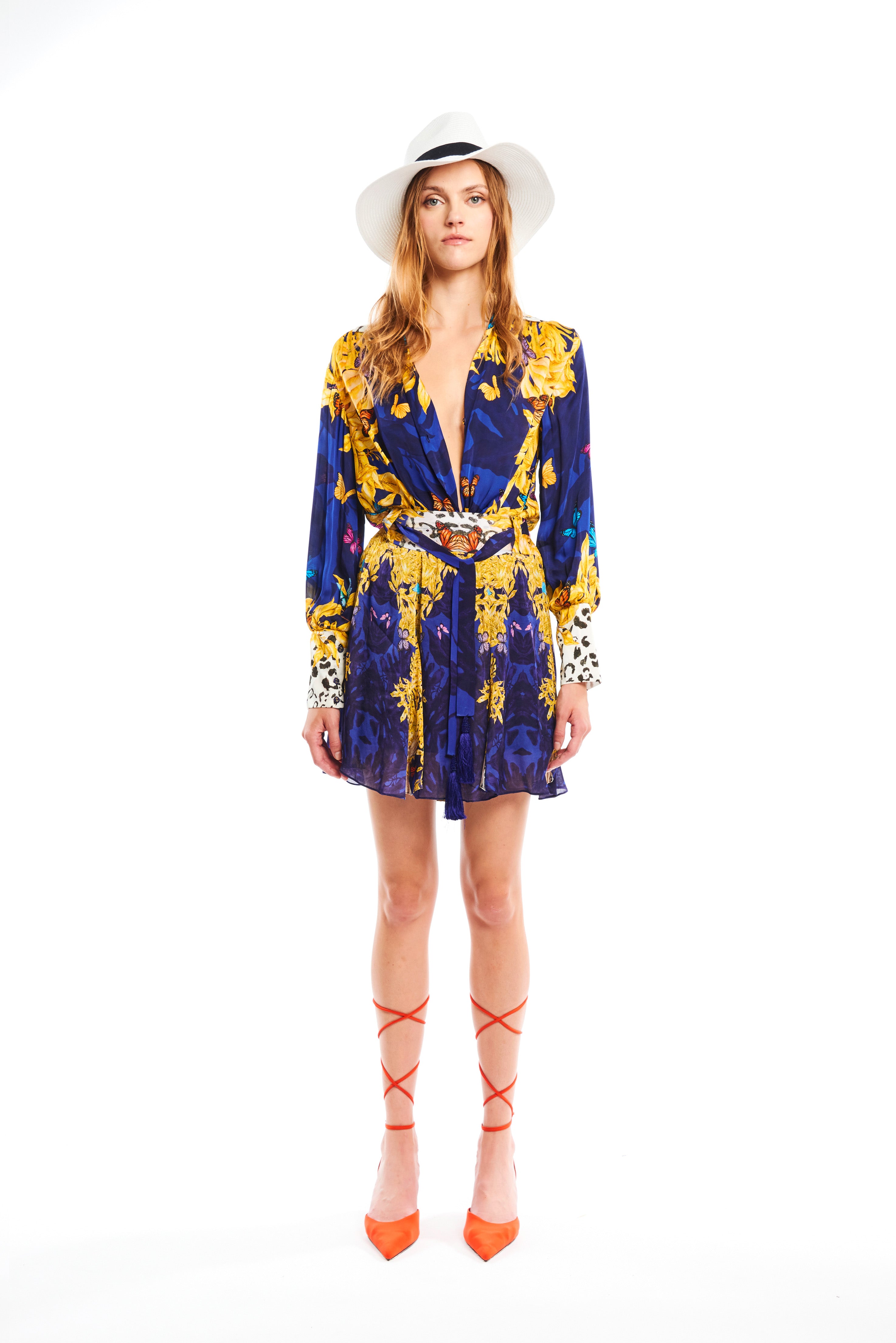 Triangle mini skirt in Jungle Night print, georgette satin