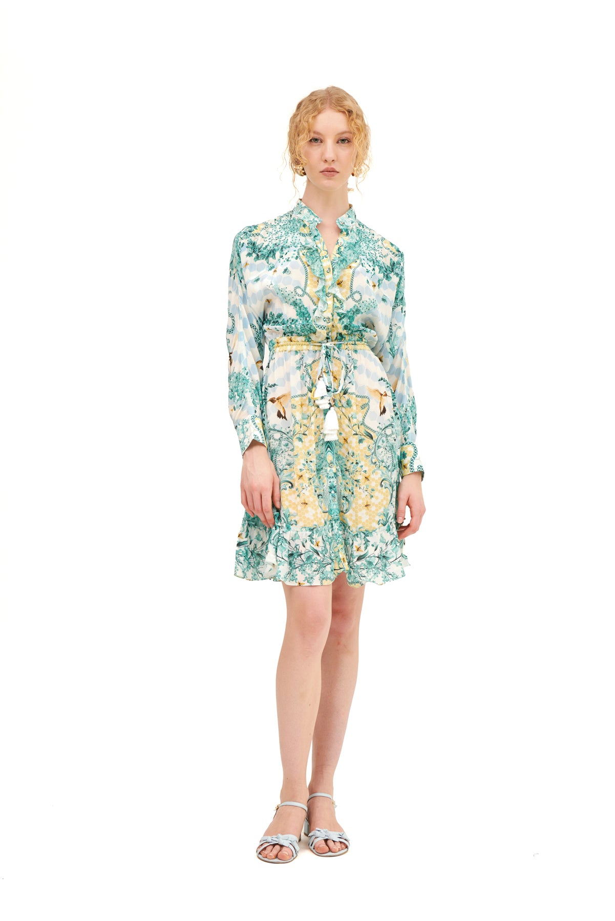 LONG SLEEVES MINI CHEMISIER WITH RUFFLE