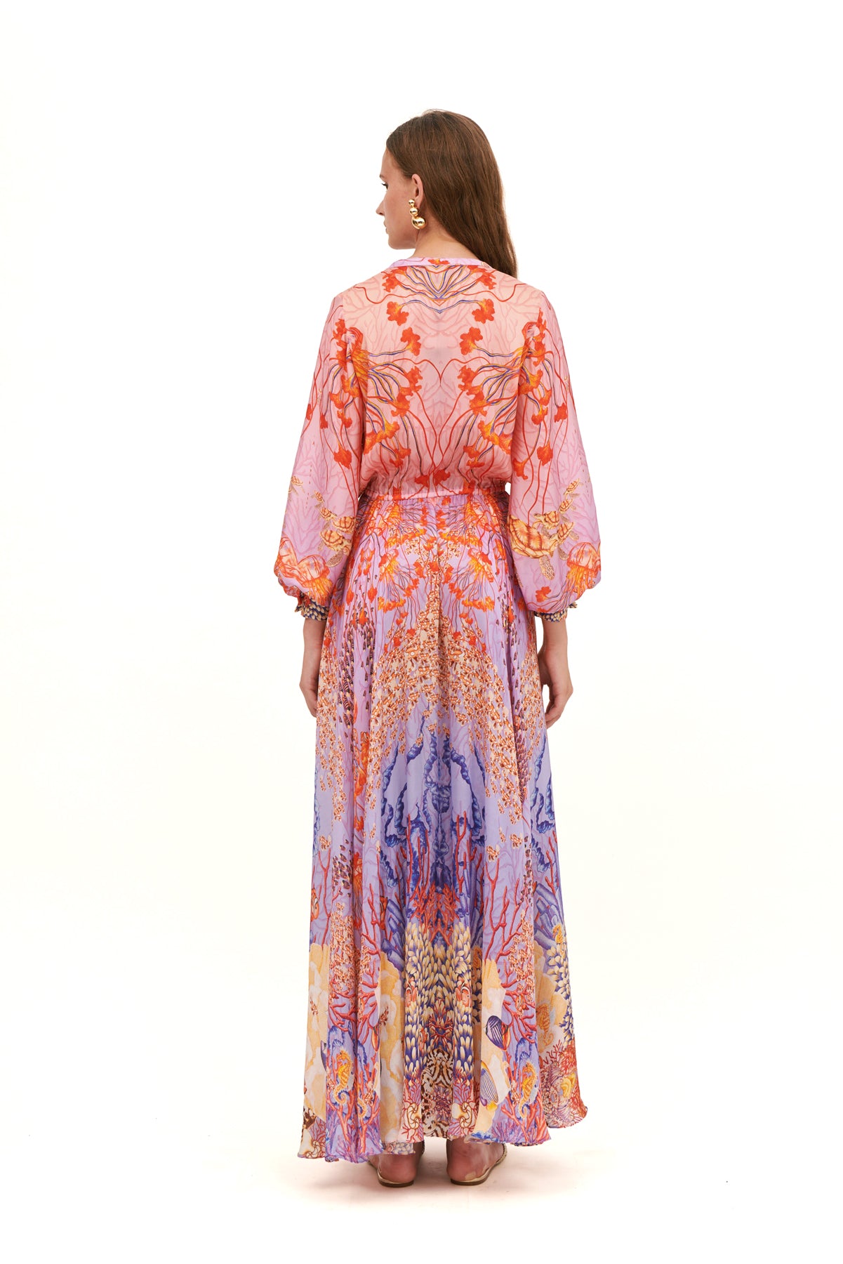 KEYHOLE MAXI DRESS WITH LONG SLEEVES