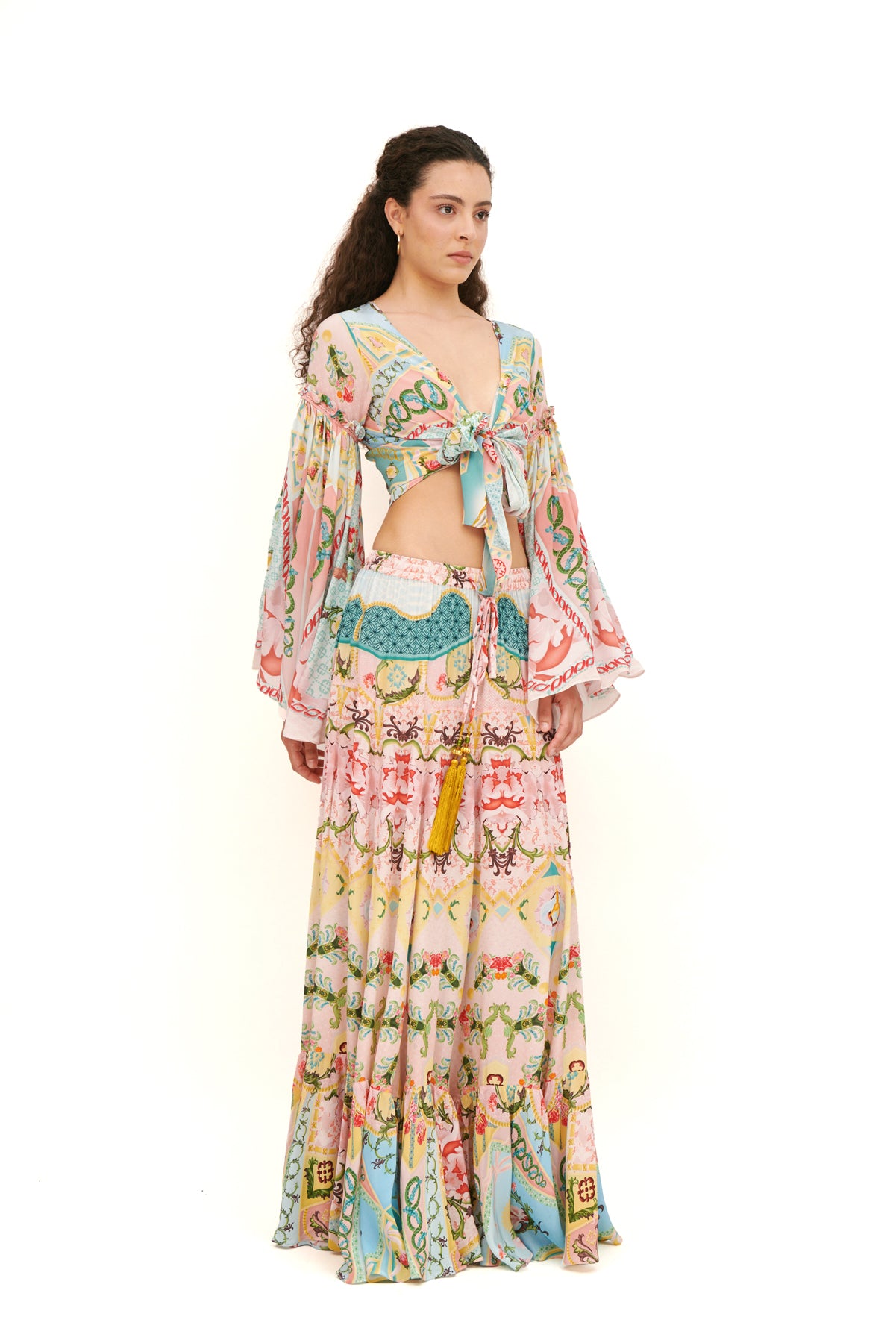 BOHO TIE TOP WITH BELL SLEEVES