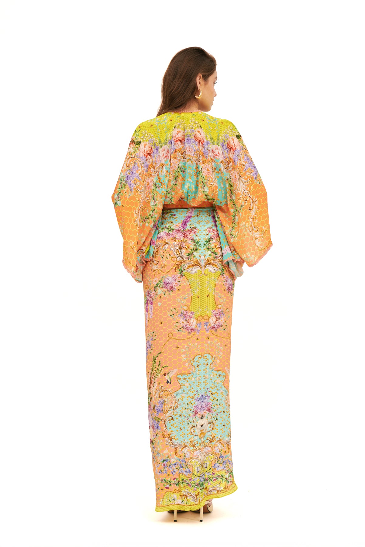 Draped long skirt with a flowing silhouette for an elegant, relaxed fit.