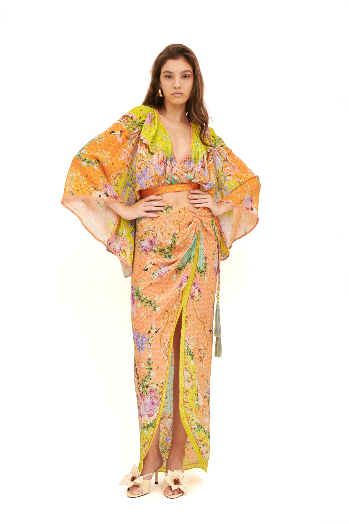 Draped long skirt with a flowing silhouette for an elegant, relaxed fit.