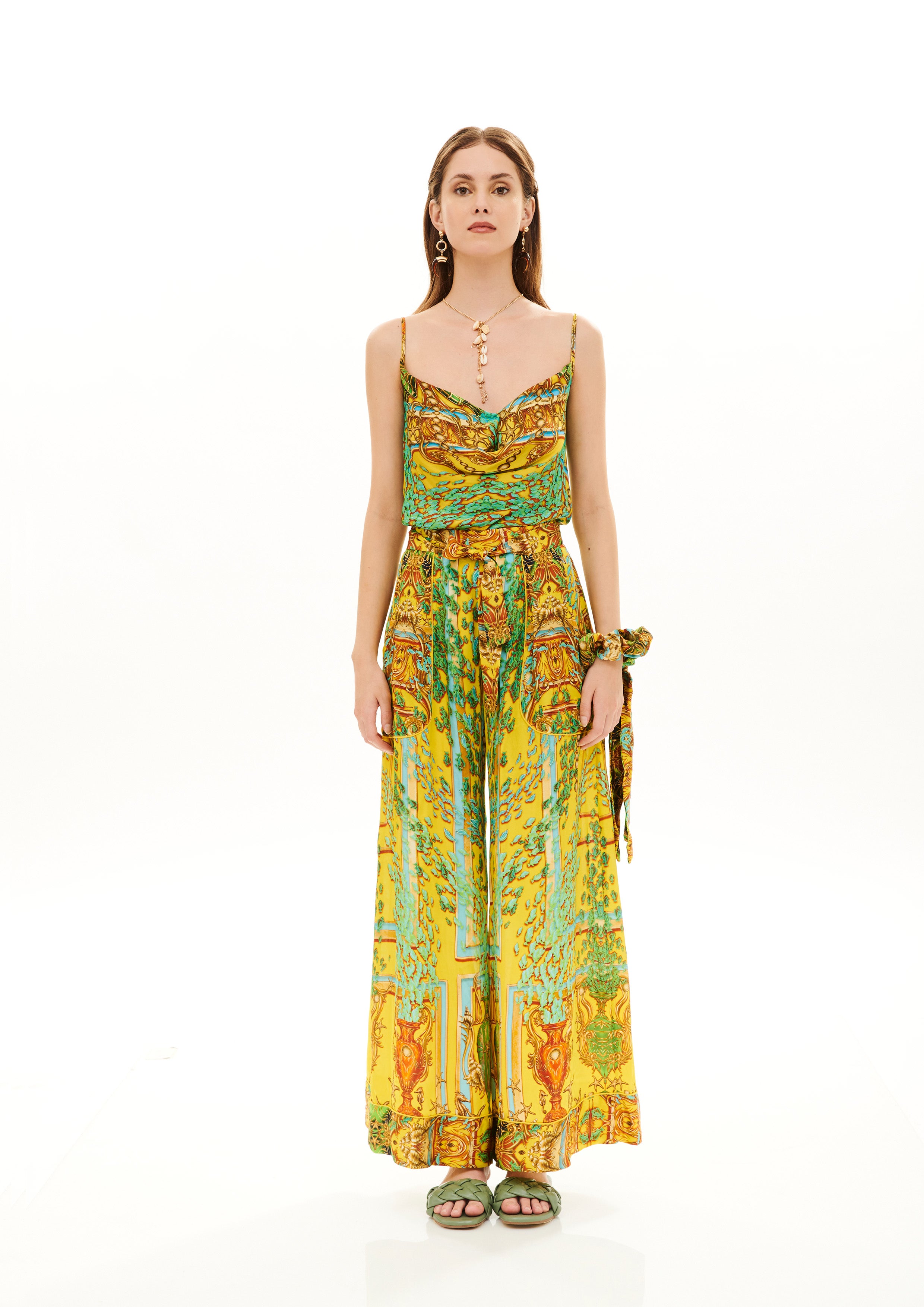 A-Shape Top Poseidon Dream Sunrise in georgette crepe satin