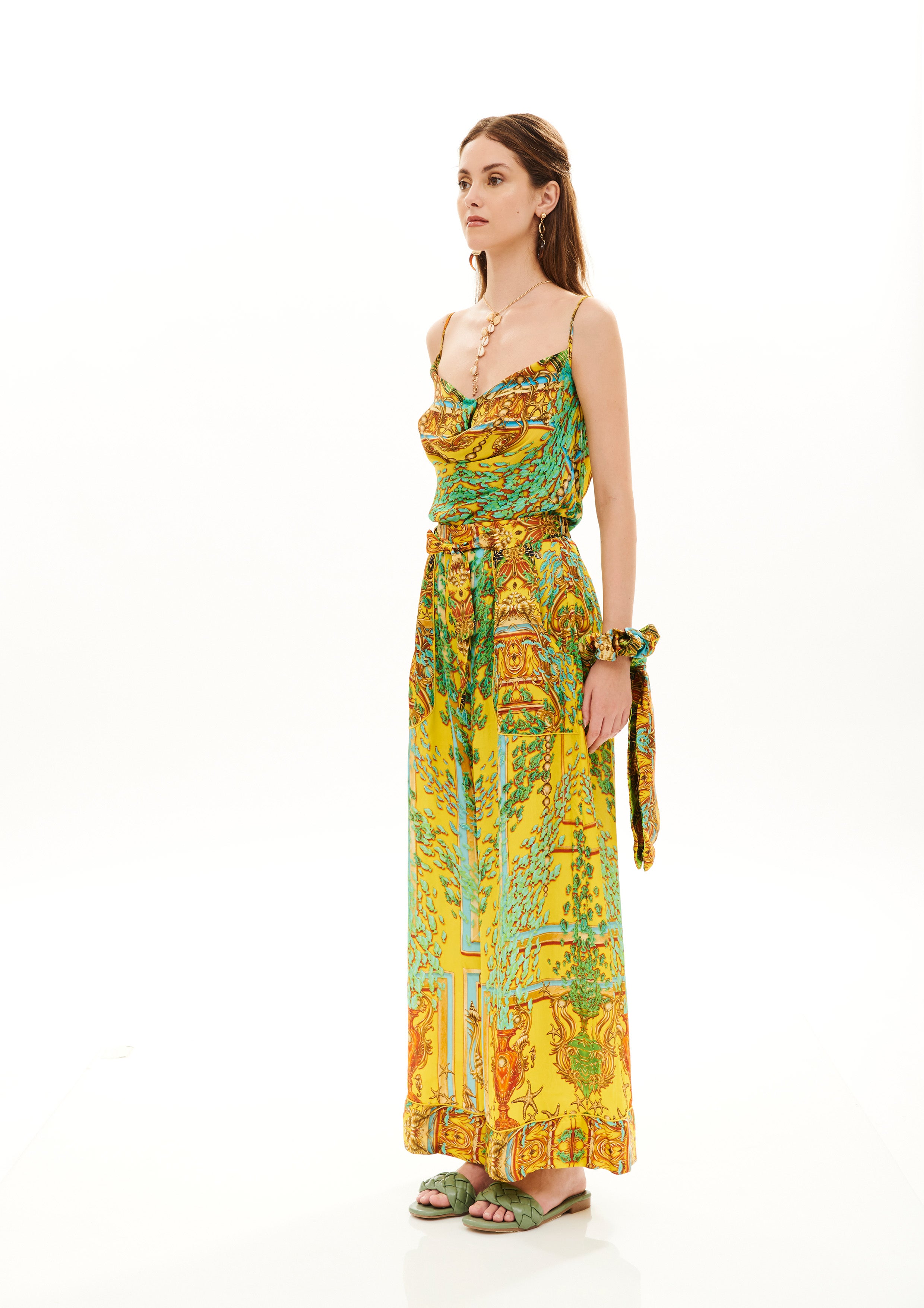 A-Shape Top Poseidon Dream Sunrise in georgette crepe satin