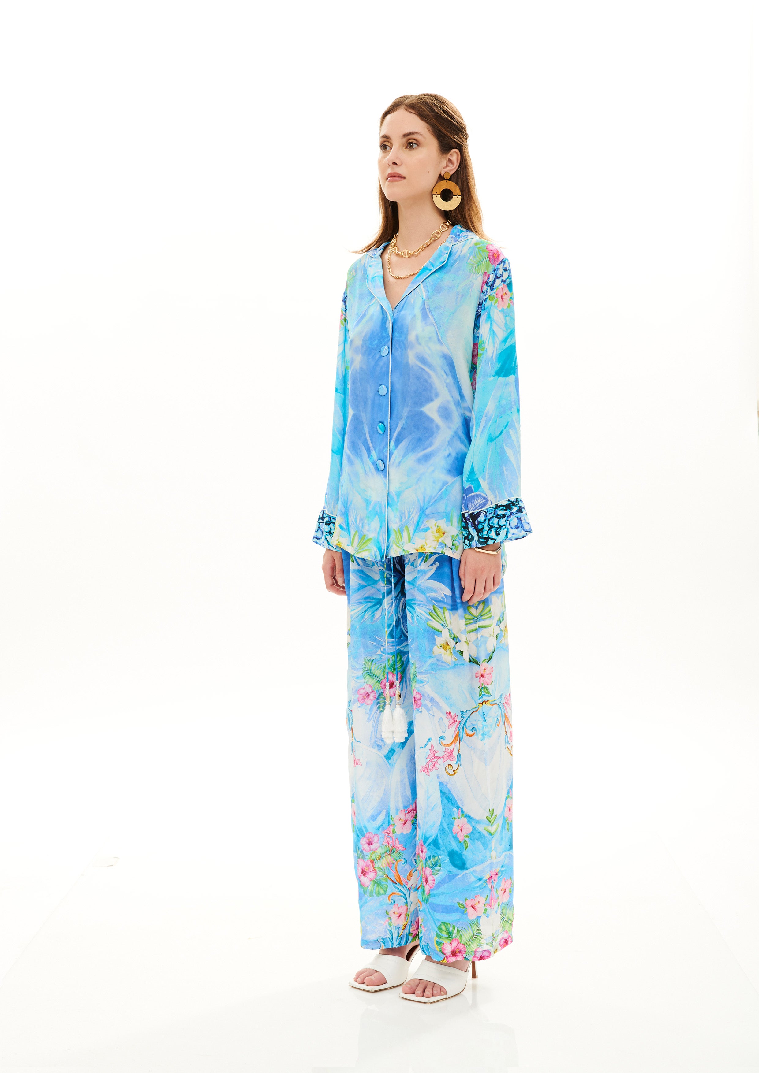 Lounge Blazer Tropical Fresh Breeze in natural crepe