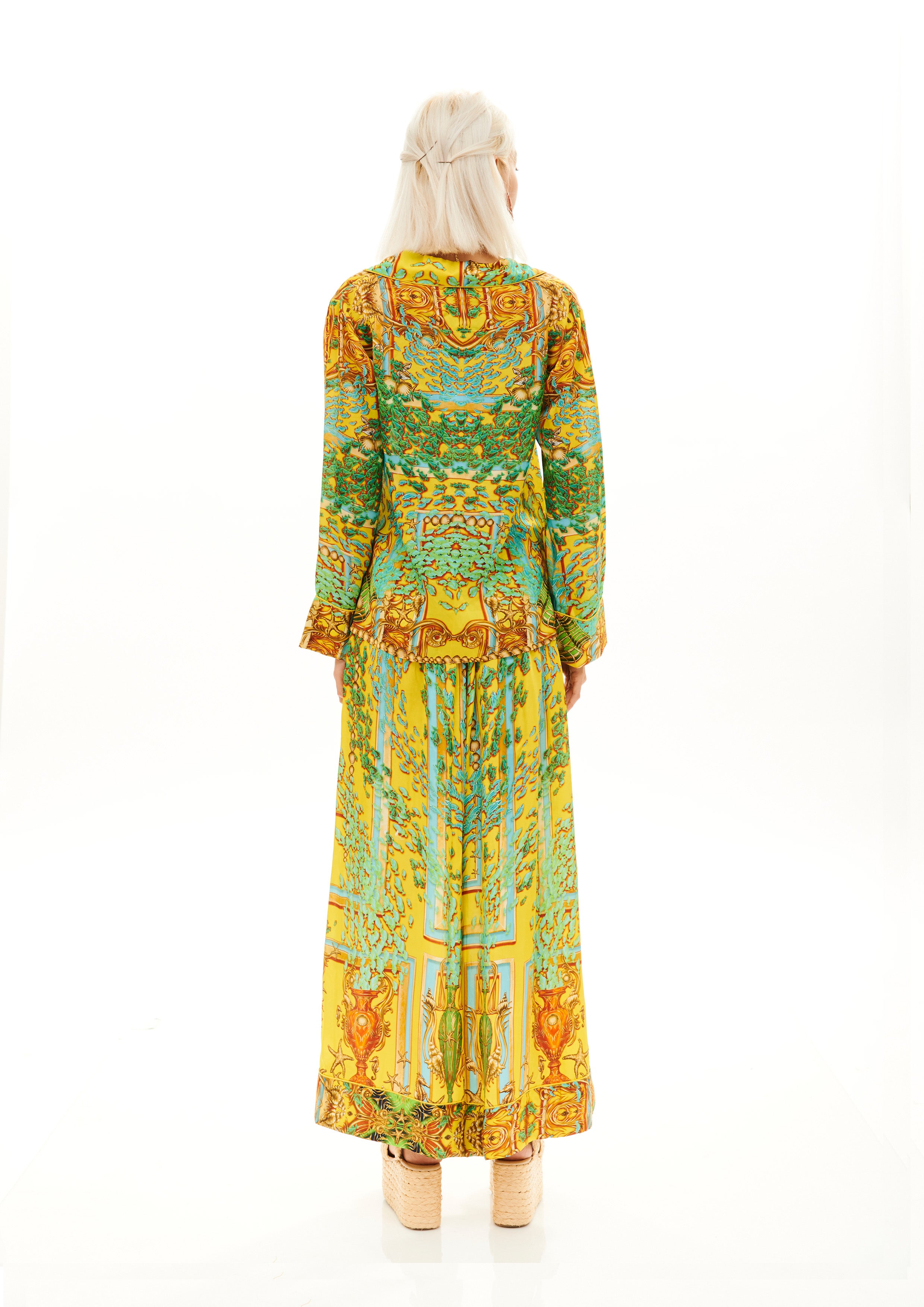 Blouse Jacket Poseidon Dream Sunrise in cherry satin