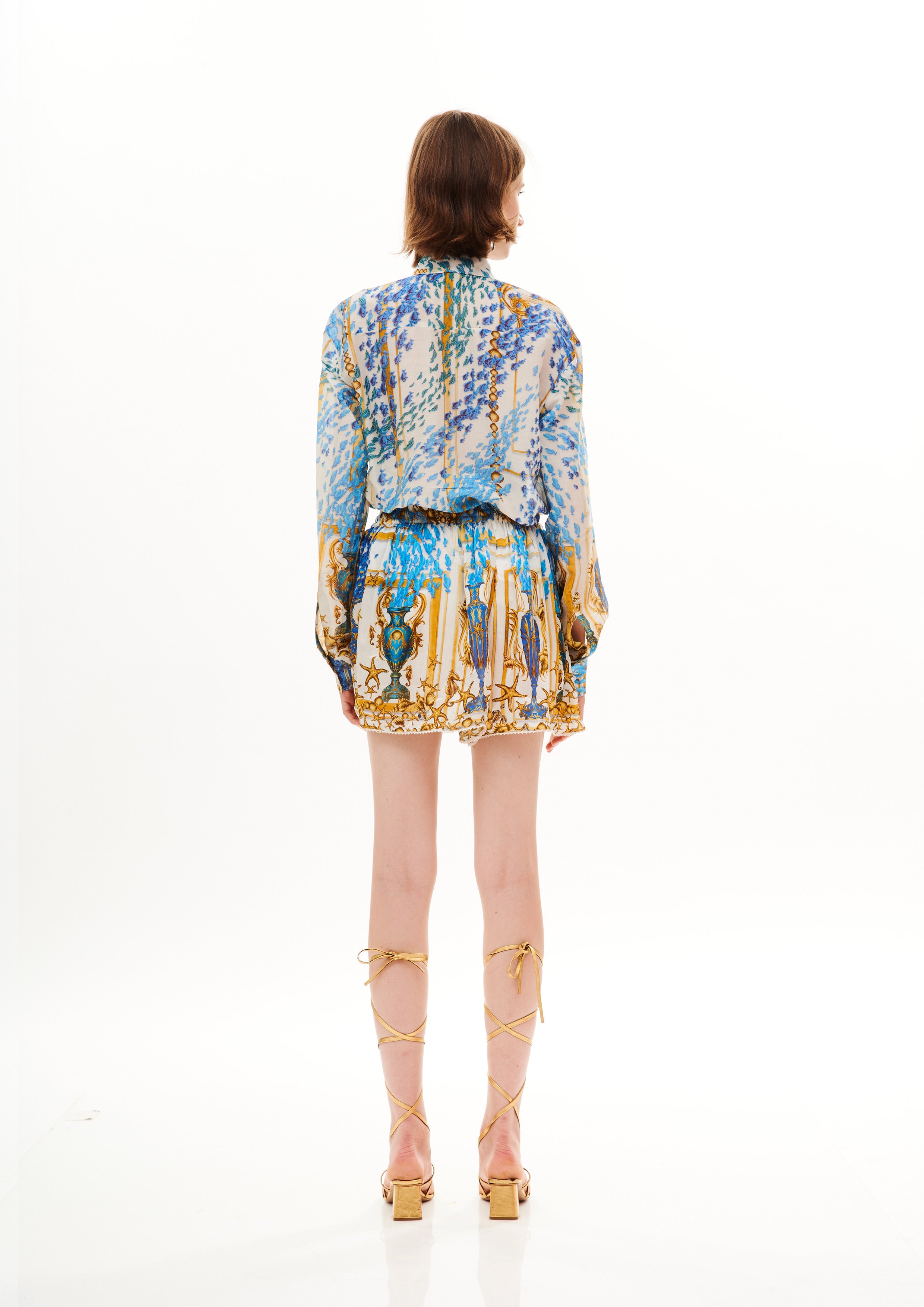 Boho Shorts Poseidon Dream Day in natural crepe