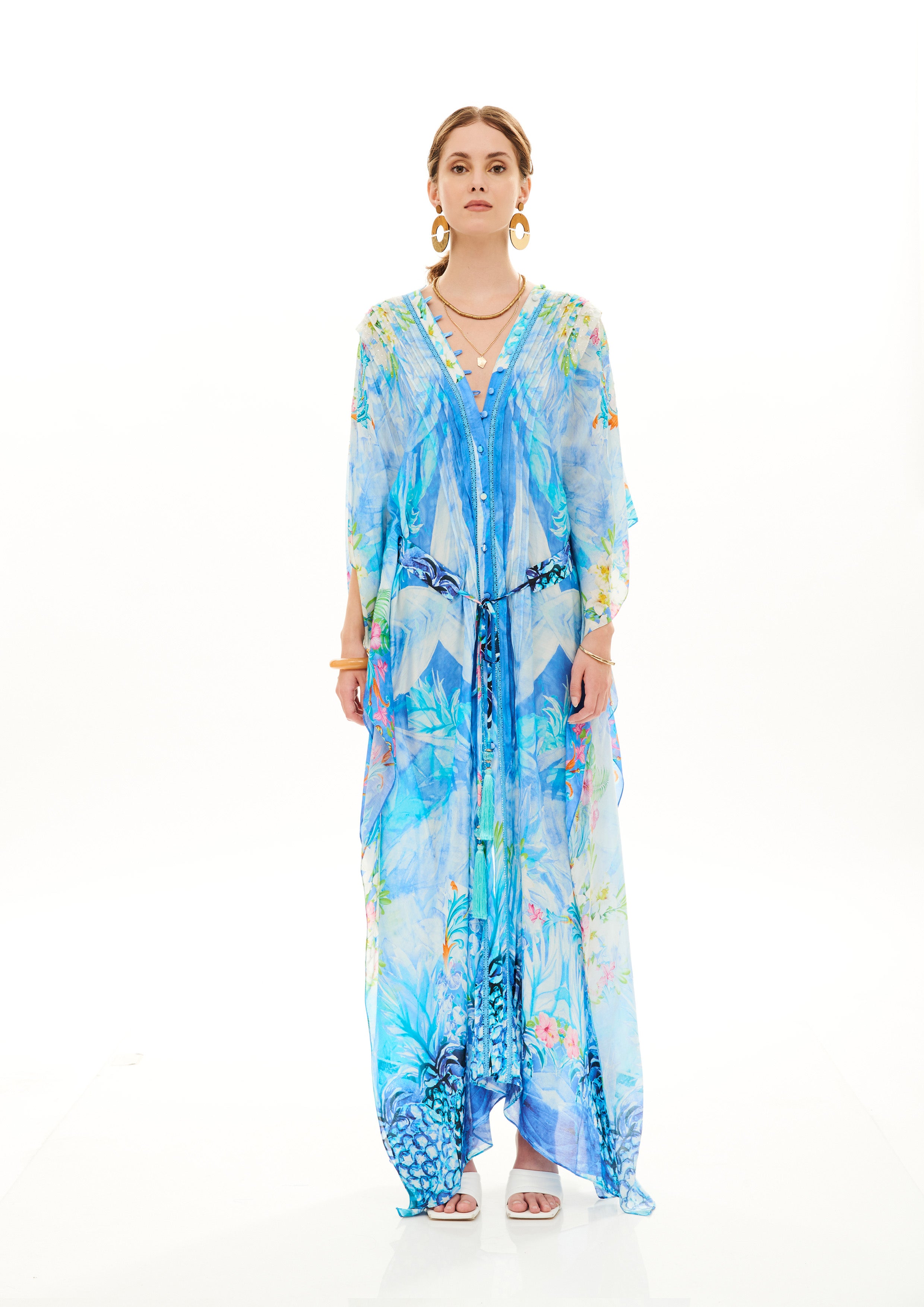 Volume Long Cover-Up Tropical Fresh Breeze in fine silk