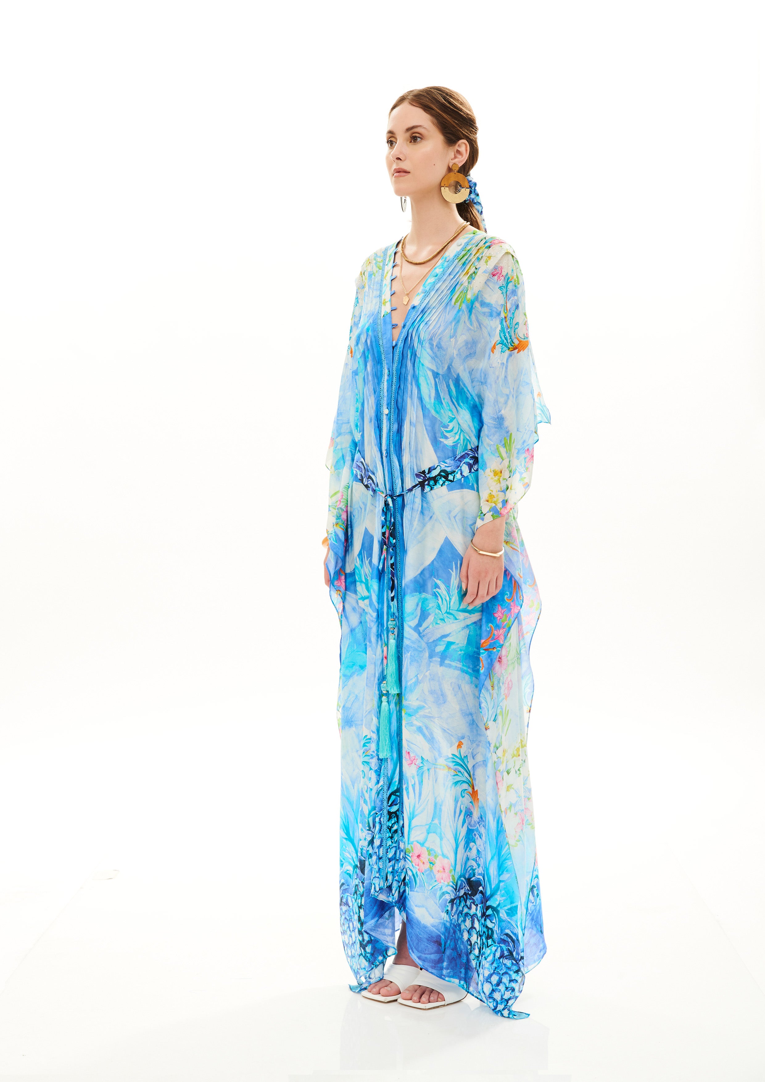 Volume Long Cover-Up Tropical Fresh Breeze in fine silk