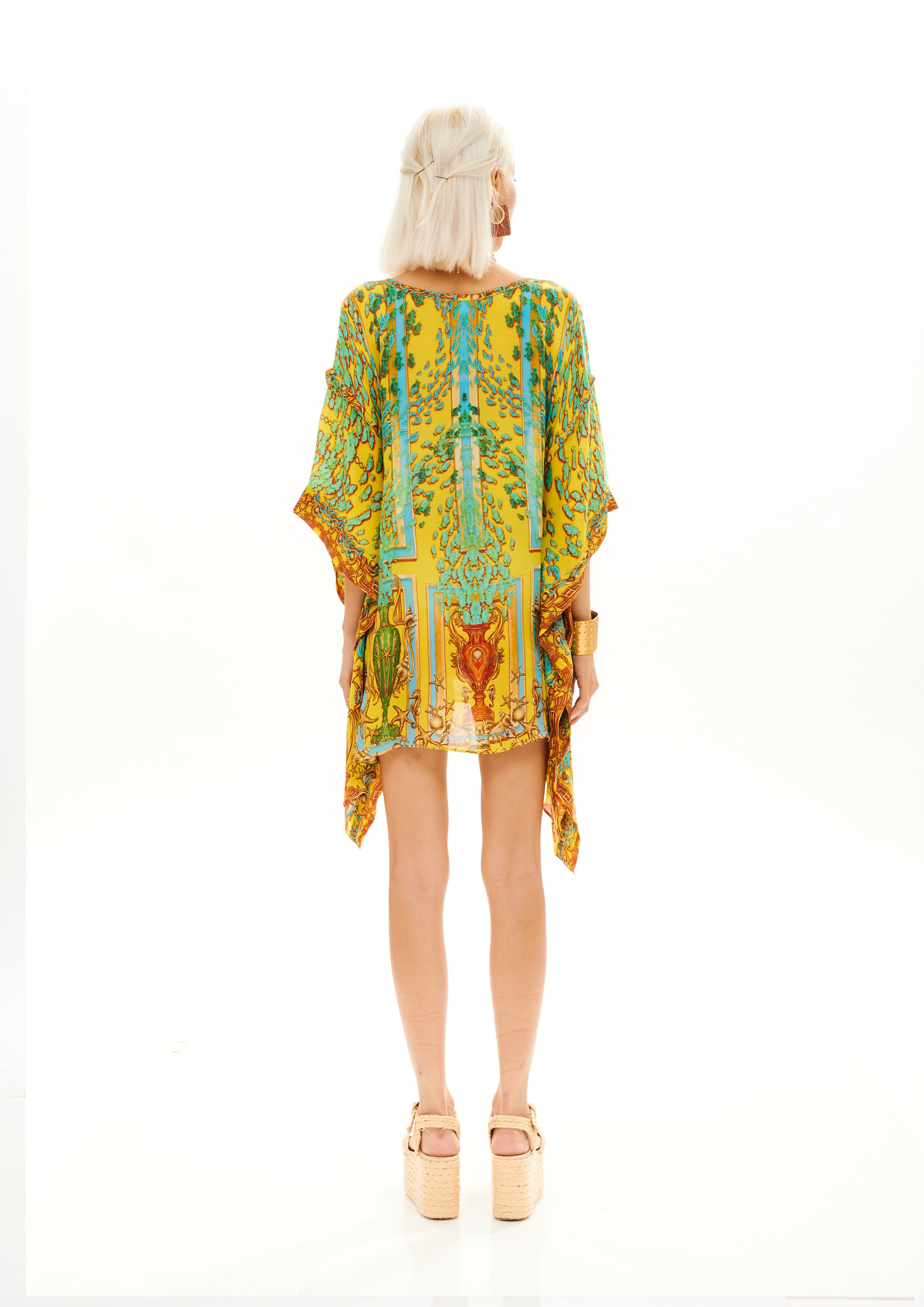 Yolka Kaftan Poseidon Dream Sunrise in georgette satin