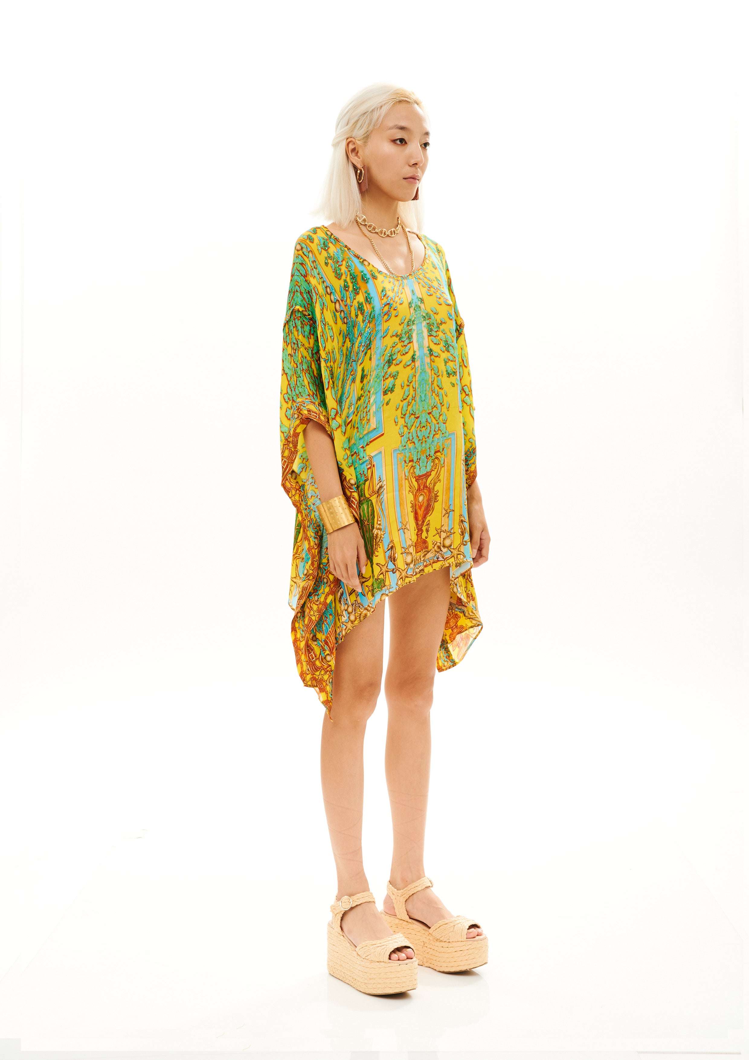 Yolka Kaftan Poseidon Dream Sunrise in georgette satin