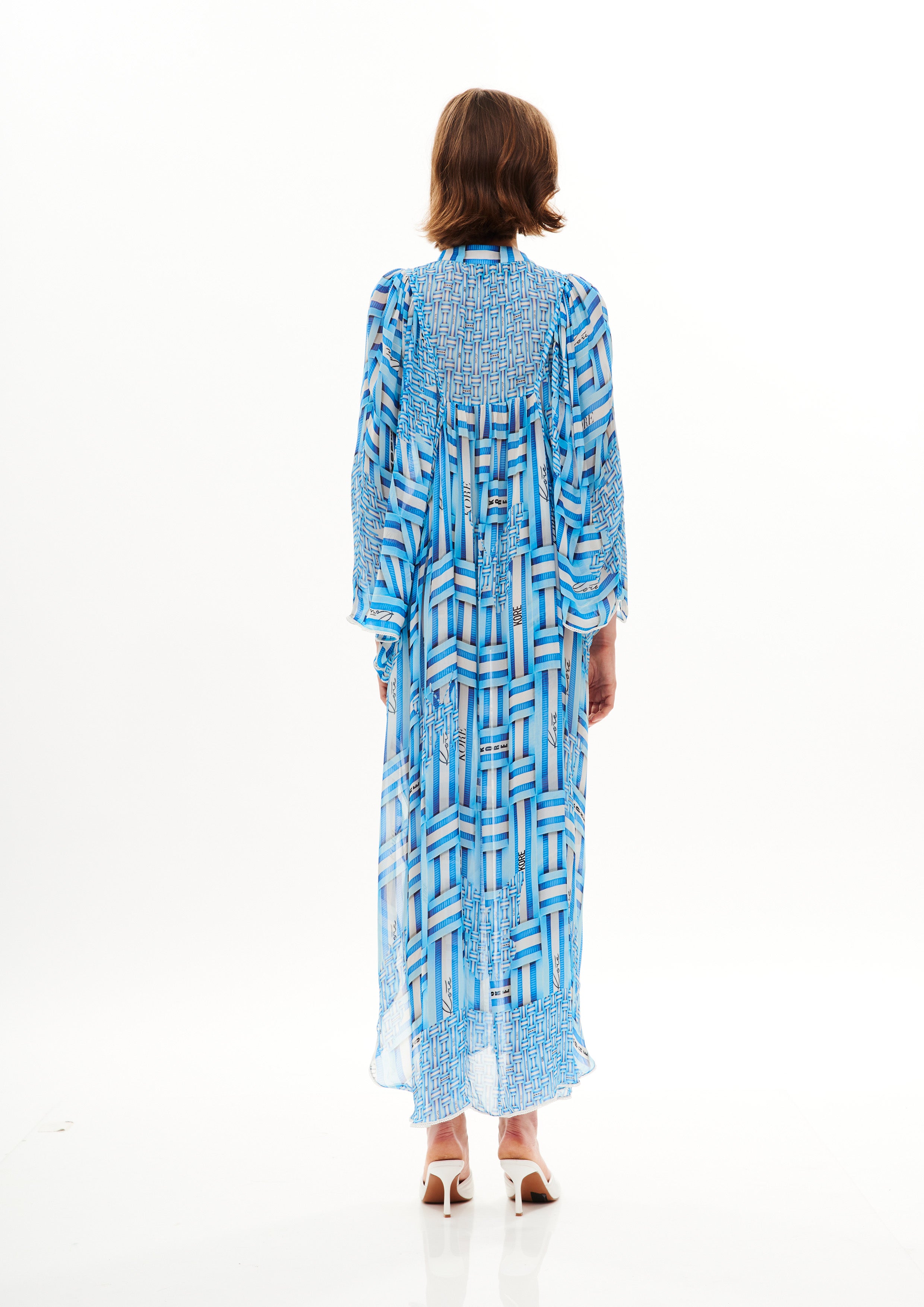 Butterfly Long Kaftan Monogram Dream Day in viscose georgette