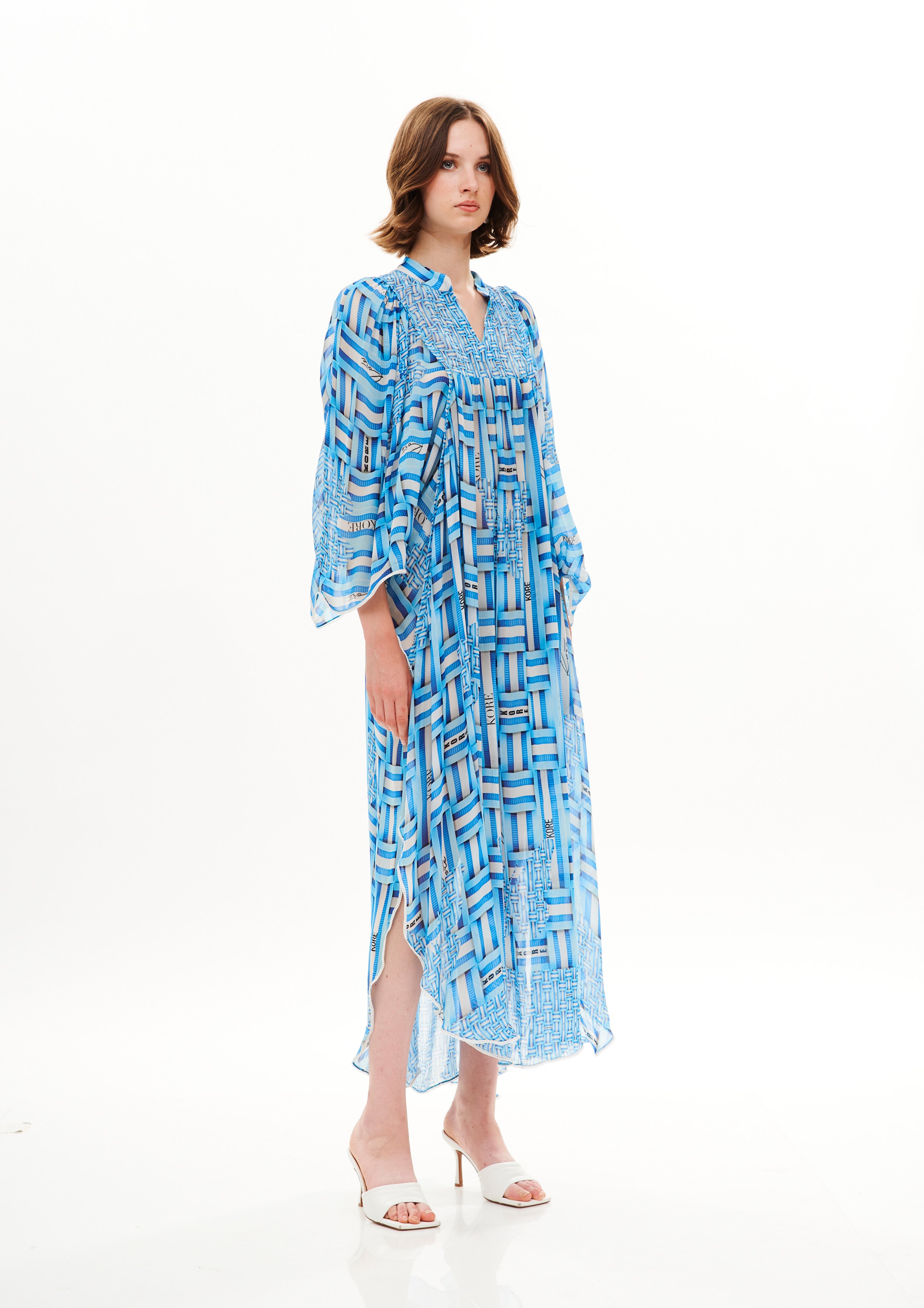 Butterfly Long Kaftan Monogram Dream Day in viscose georgette