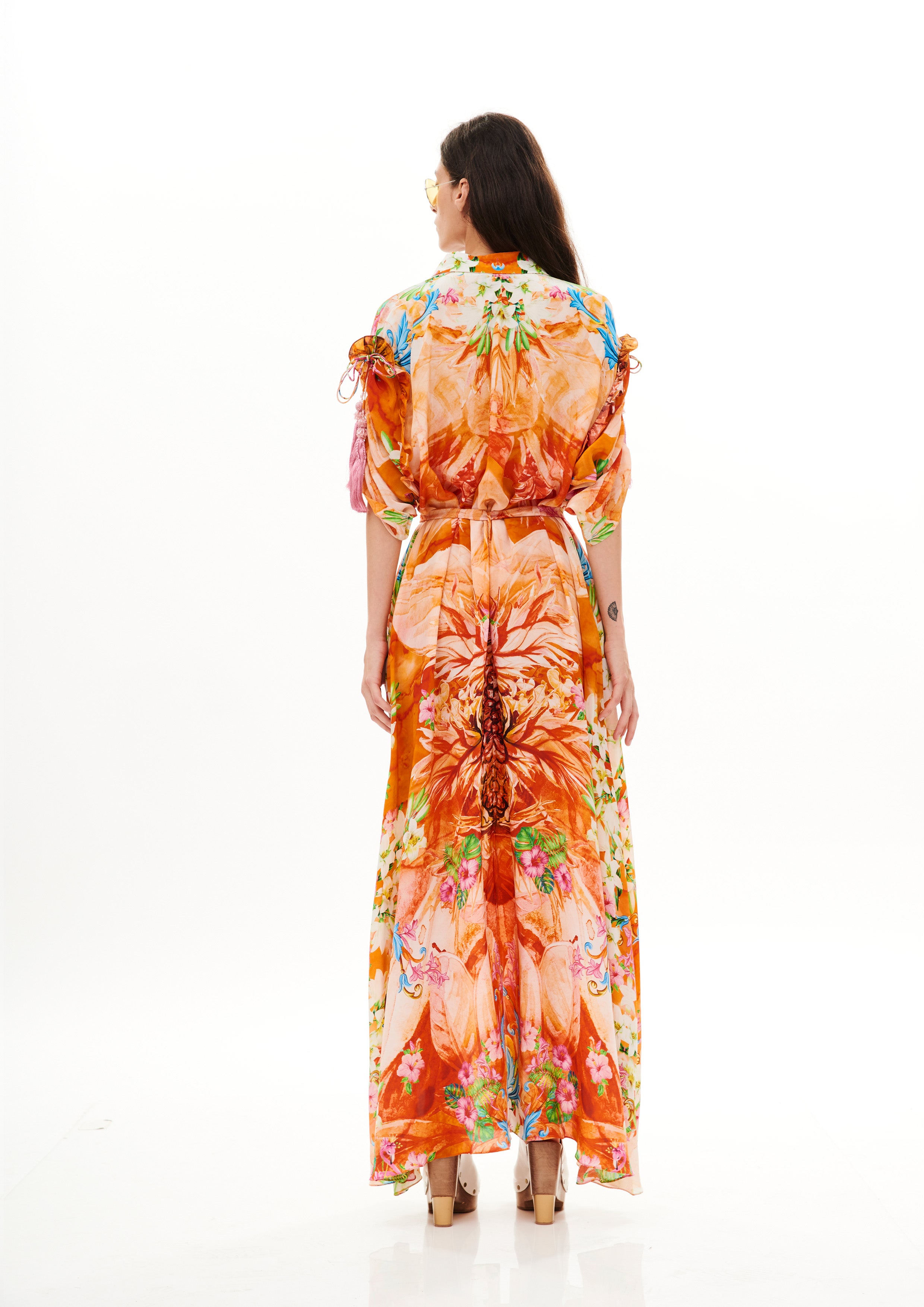 Chemisier Tropical Breeze Sunrise in natural crepe