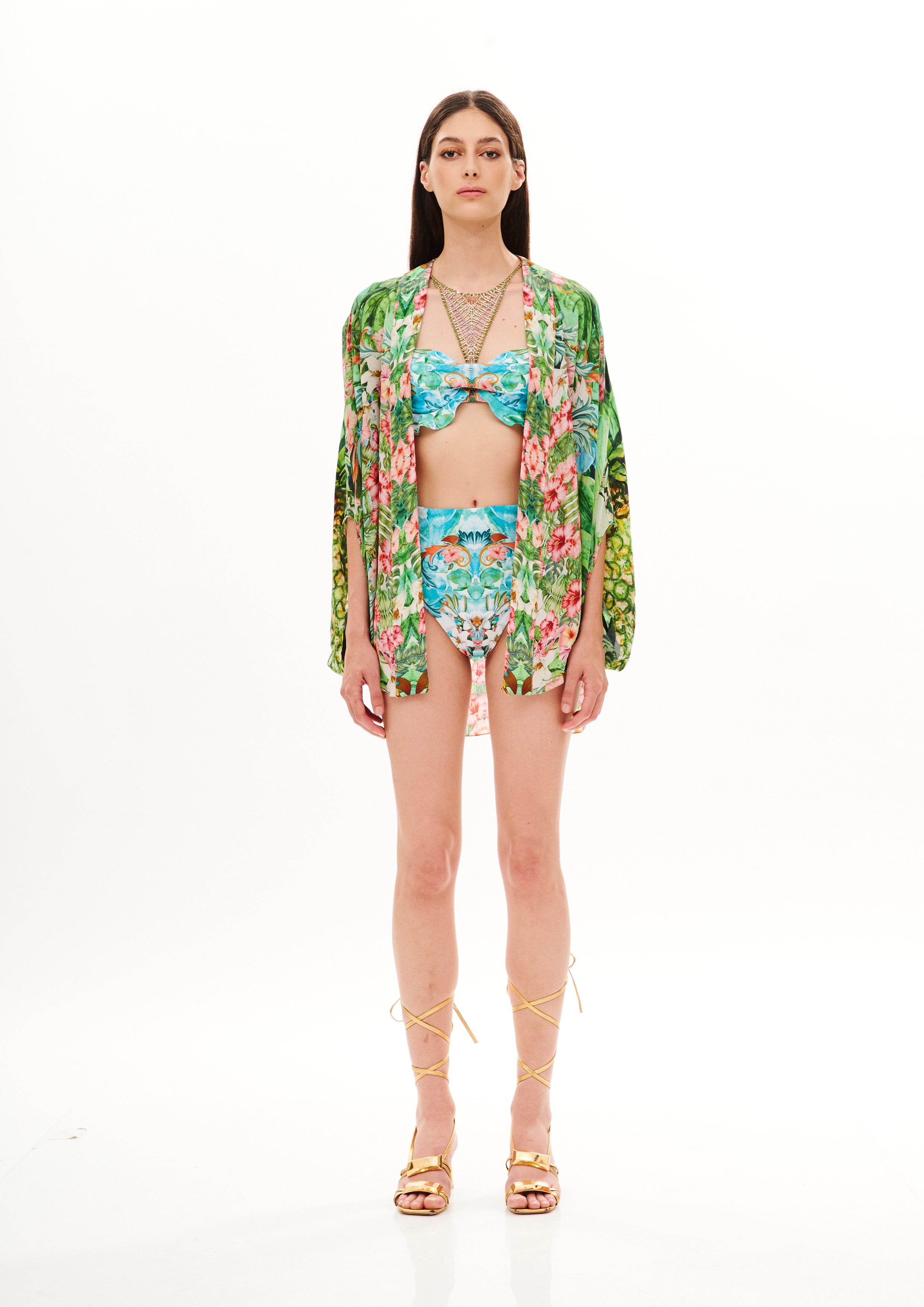 Mery Cover-Up Tropical Breeze Garden in natural crepe