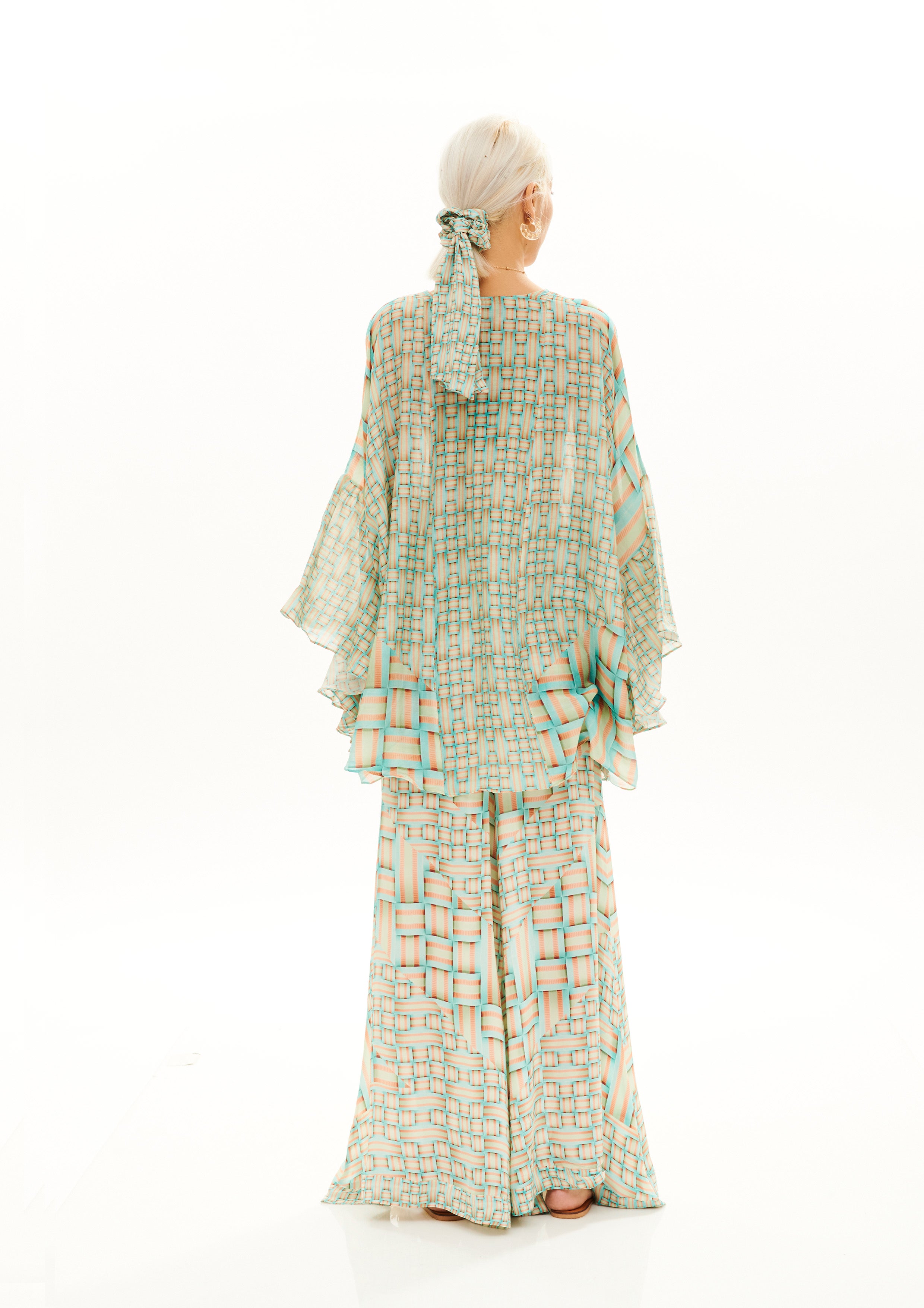 Side Belt Pants Monogram Breeze Sunrise in natural crepe