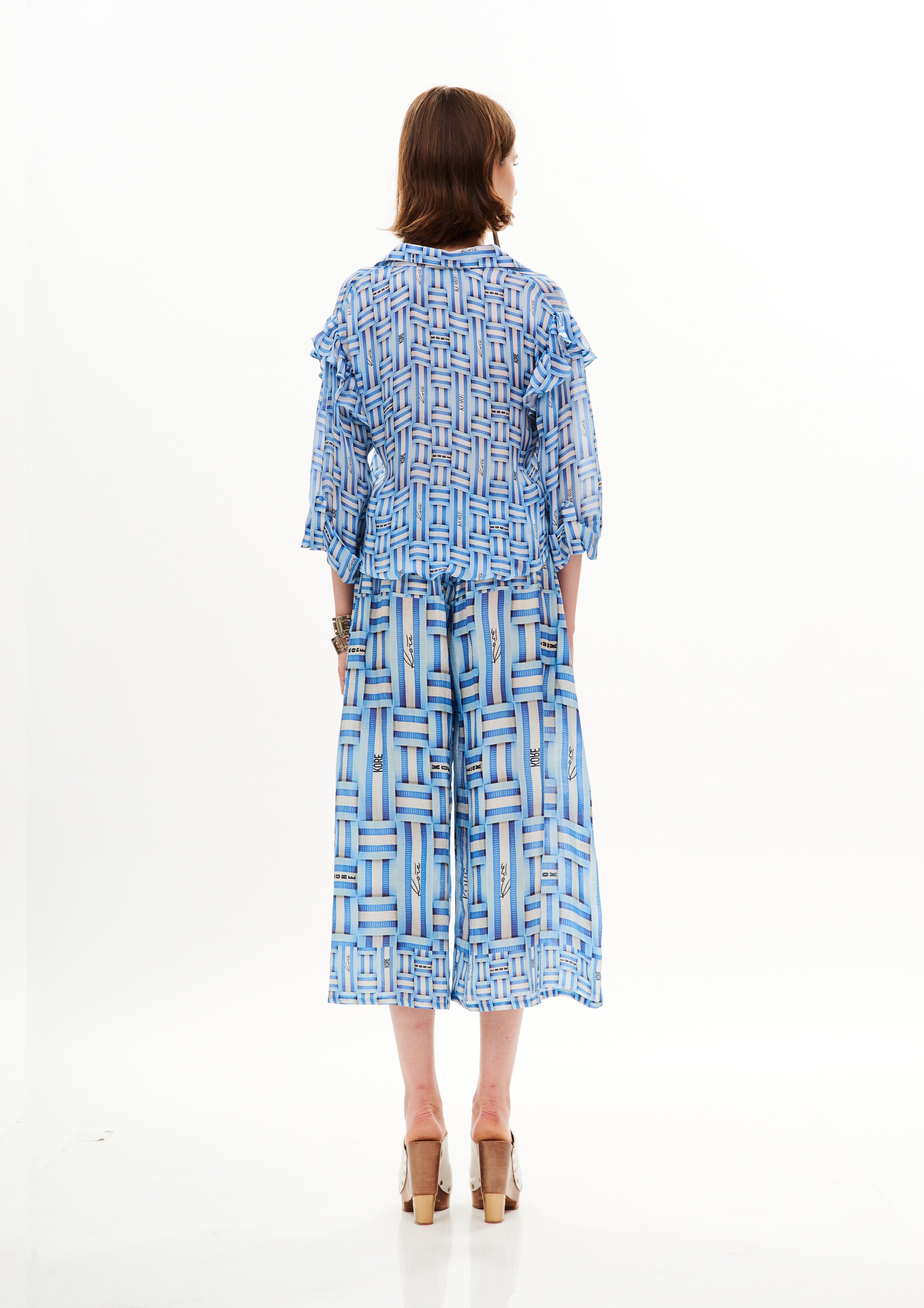 Side Belt Pants Tropical Breeze Sunrise in fine linen