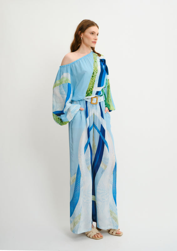 Wide-Fit Summer Breeze Trousers Sahara Giorno in Natural Crepe