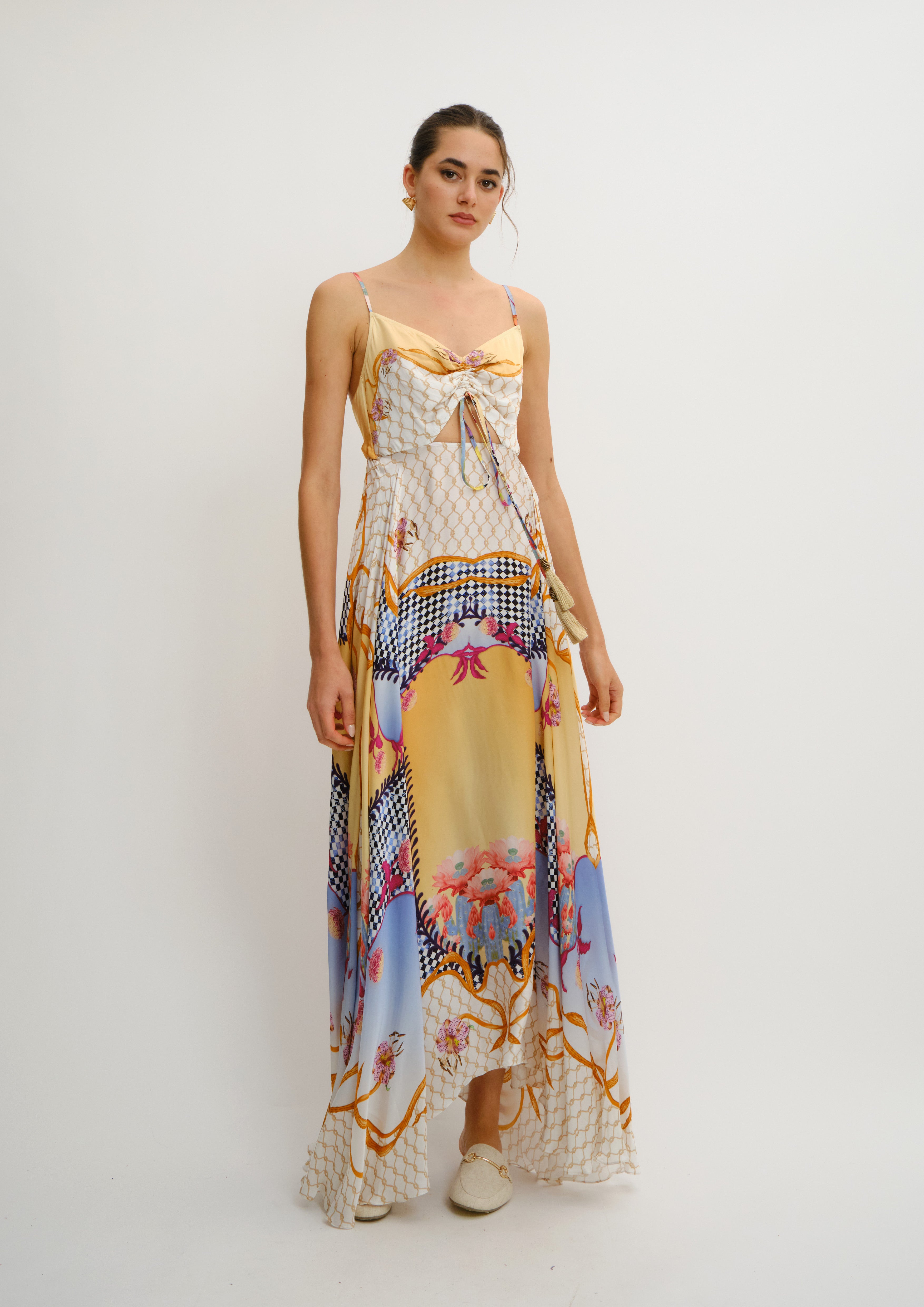 Triangle Maxi Skirt Sahara Notte in Natural Crepe