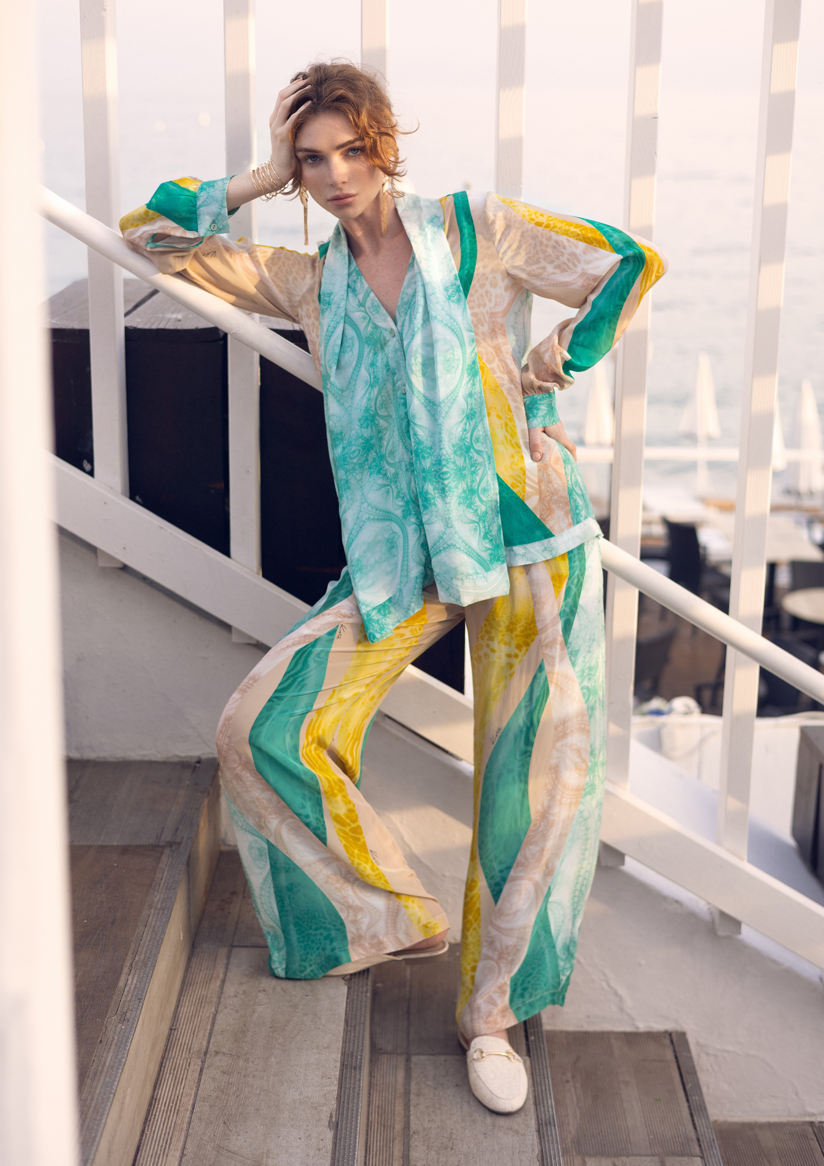 Wide-Fit Summer Breeze Trousers Sahara Giorno in Natural Crepe