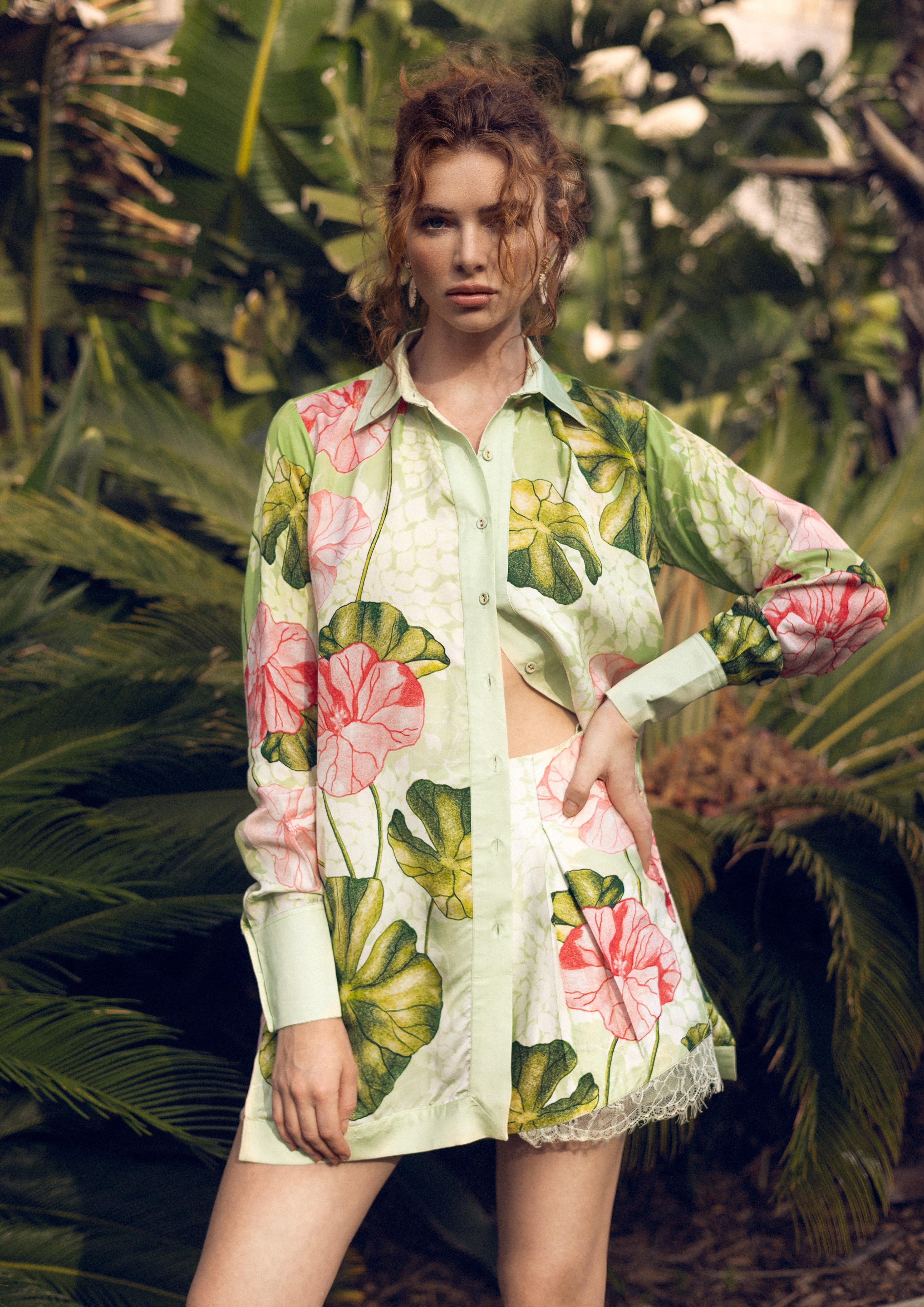 Lounge Shirt Jardin Du Jour in Elegant Twill