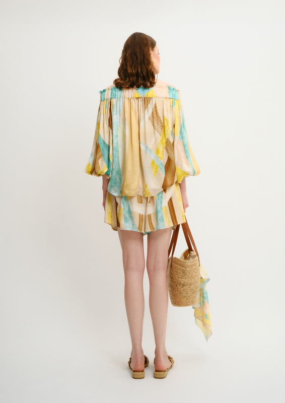 Escape Off-Shoulder Top Sahara Giorno in Georgette Satin