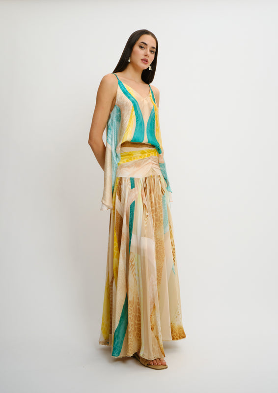 Summer Breeze Tank Top Sahara Giorno in Georgette Satin