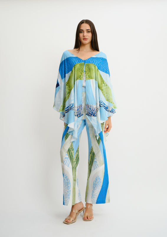 V-Neck Batwing Sleeve Dress Jardin De Lune in Cherry Satin