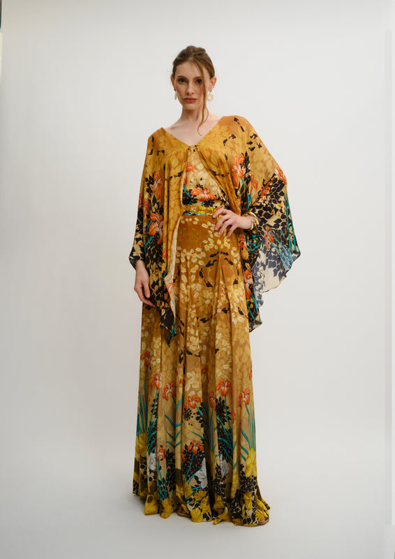 Triangle Maxi Skirt Sahara Notte in Natural Crepe