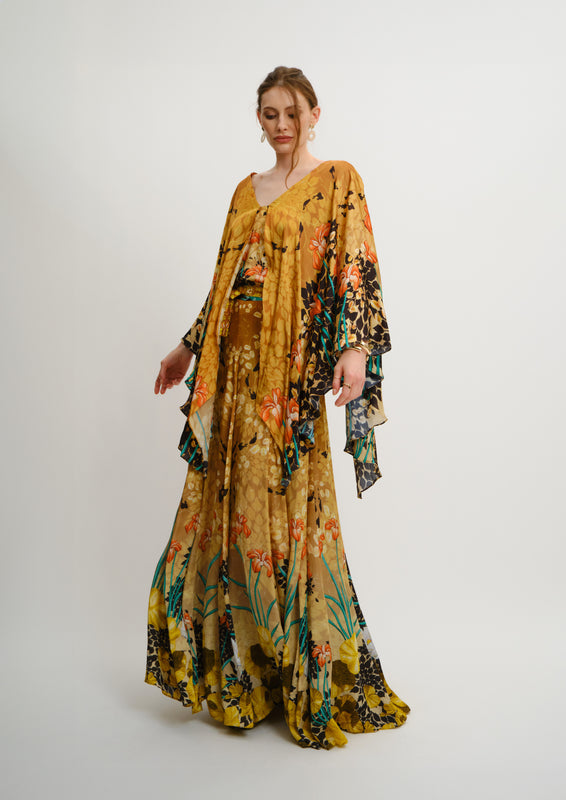 Triangle Maxi Skirt Sahara Notte in Natural Crepe