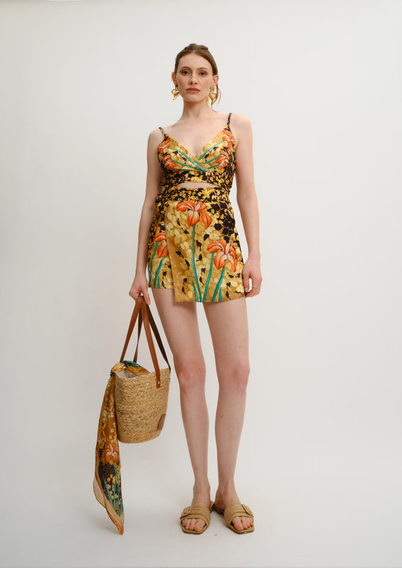 Isla Tie-Up Top Sahara Sera in Elegant Twill