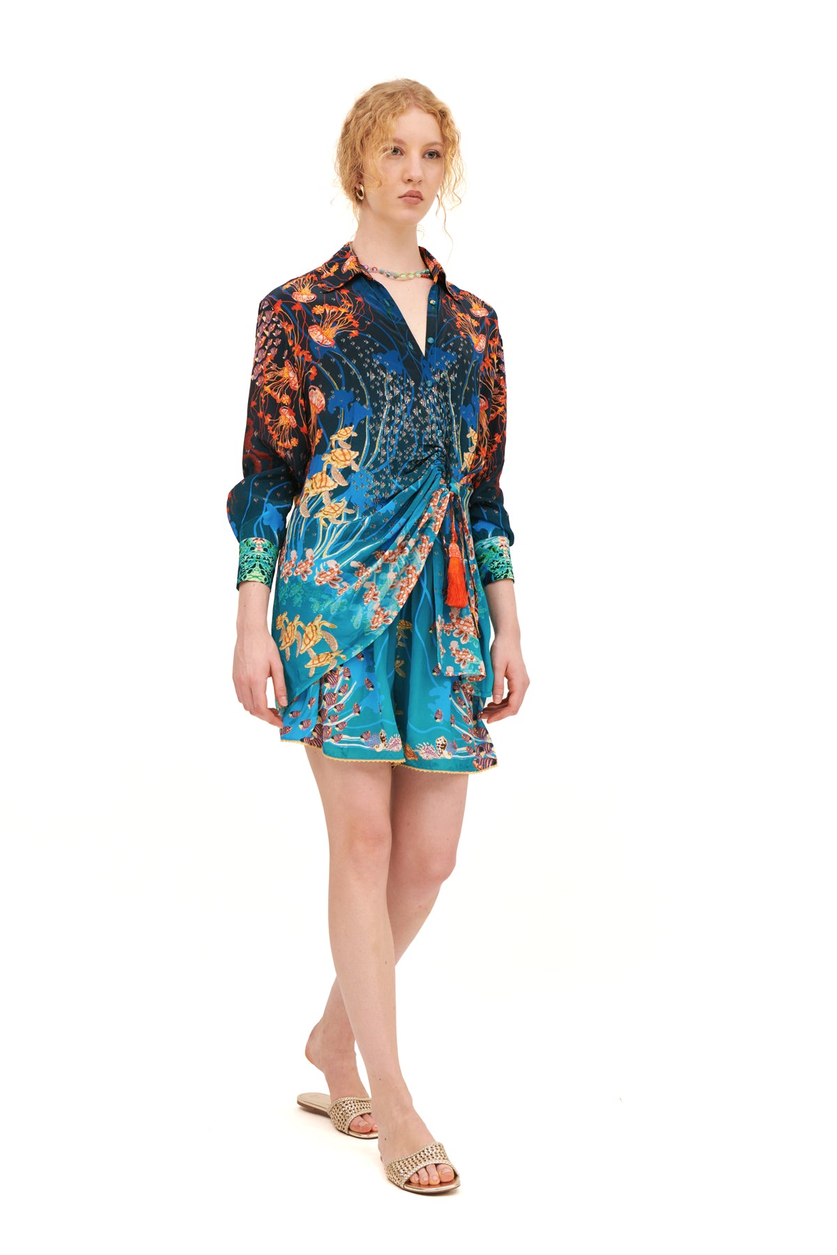 ASYMMETRICAL DRAPED MARE TROPICALE SHIRT