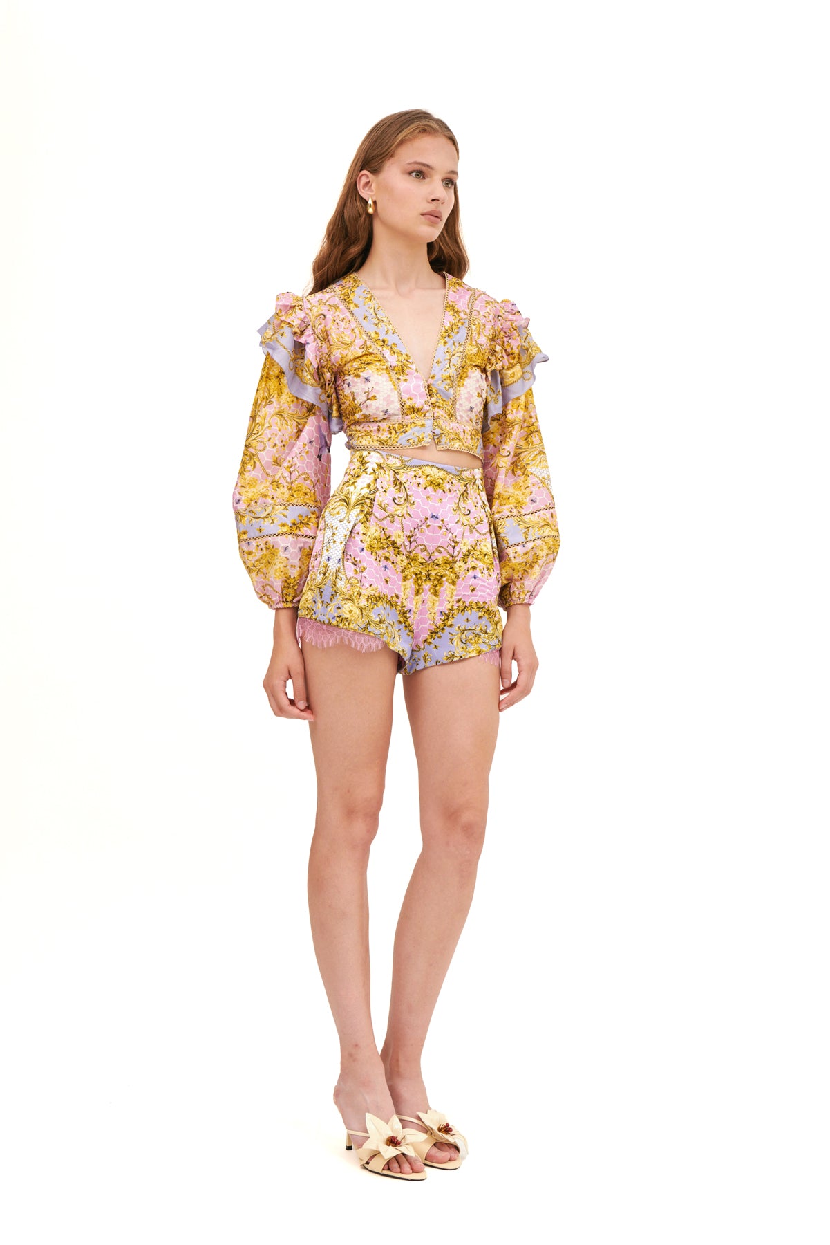 STRUCTURED SHORTS WITH LACE INSERT