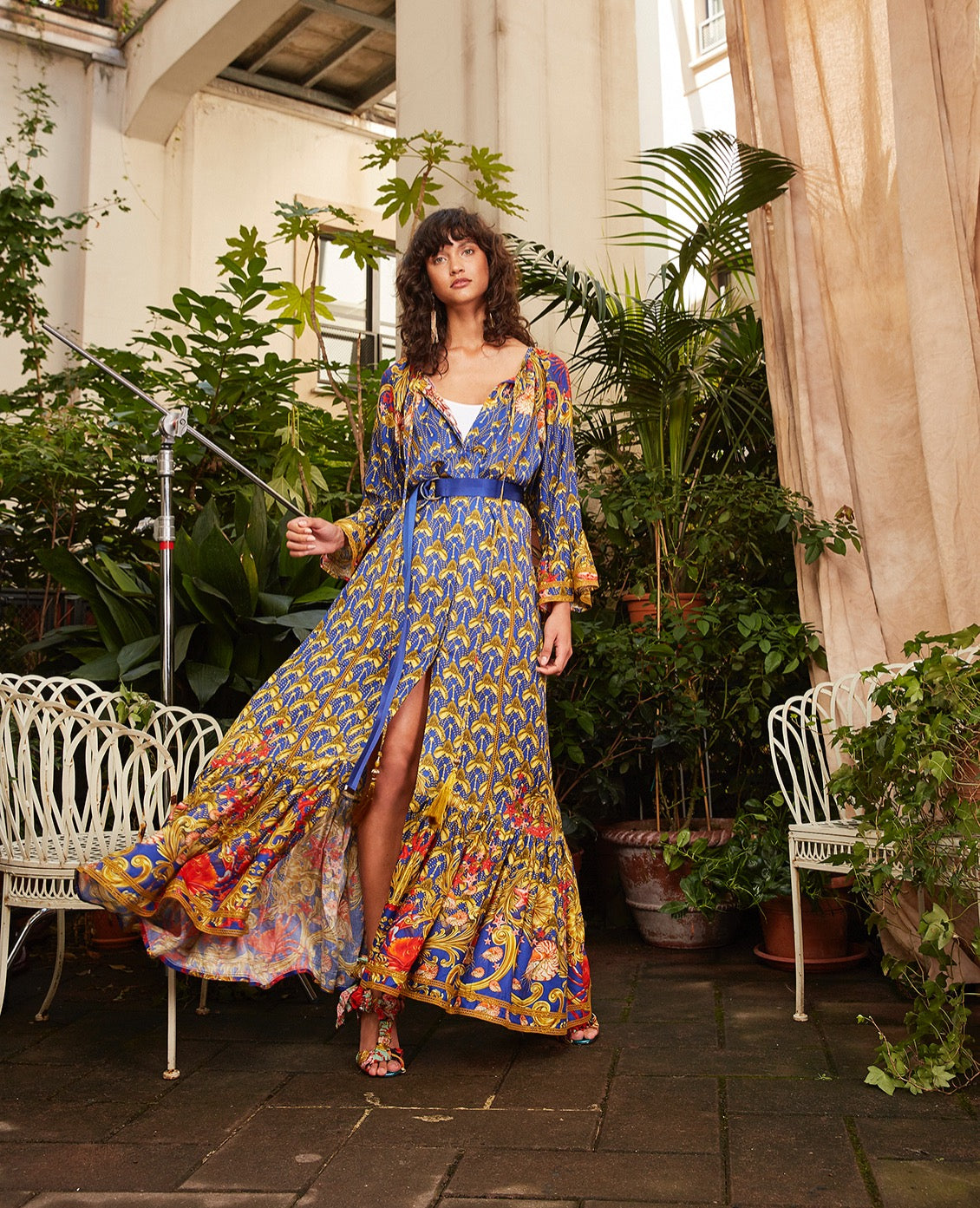 Midi Vyshyvanka dress in Baroque Sea Temple Pink print