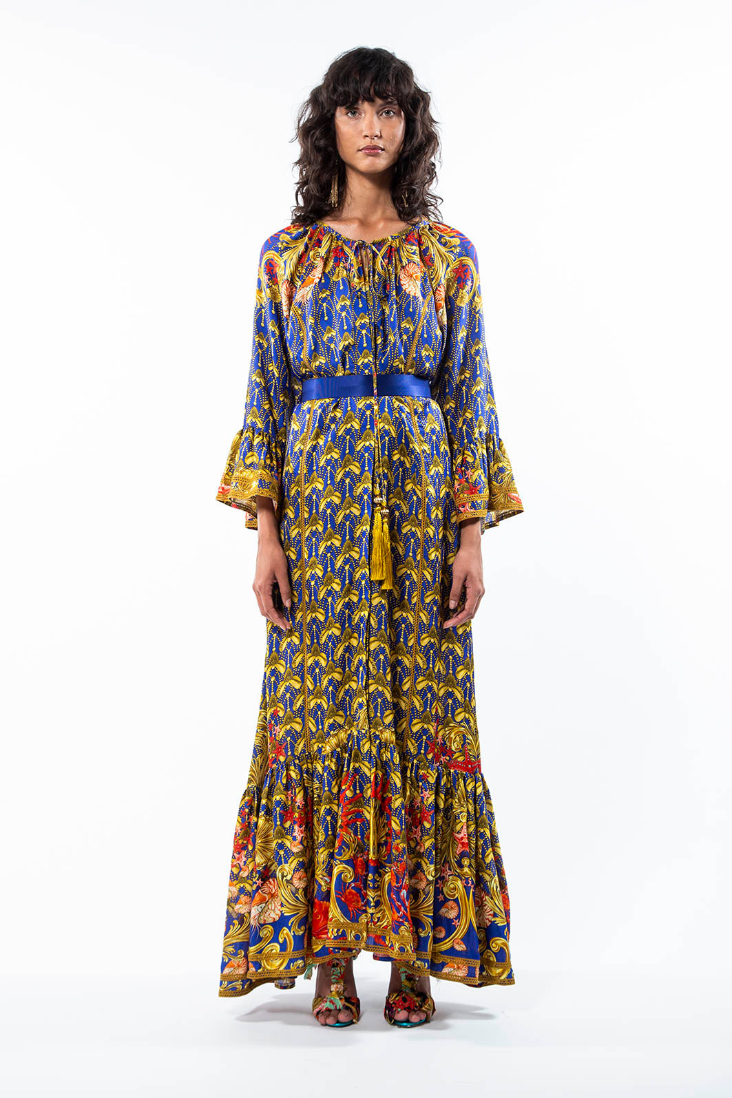 Midi Vyshyvanka dress in Baroque Sea Temple Pink print