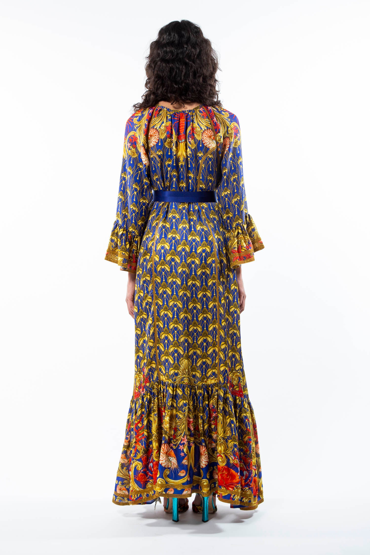 Midi Vyshyvanka dress in Baroque Sea Temple Pink print