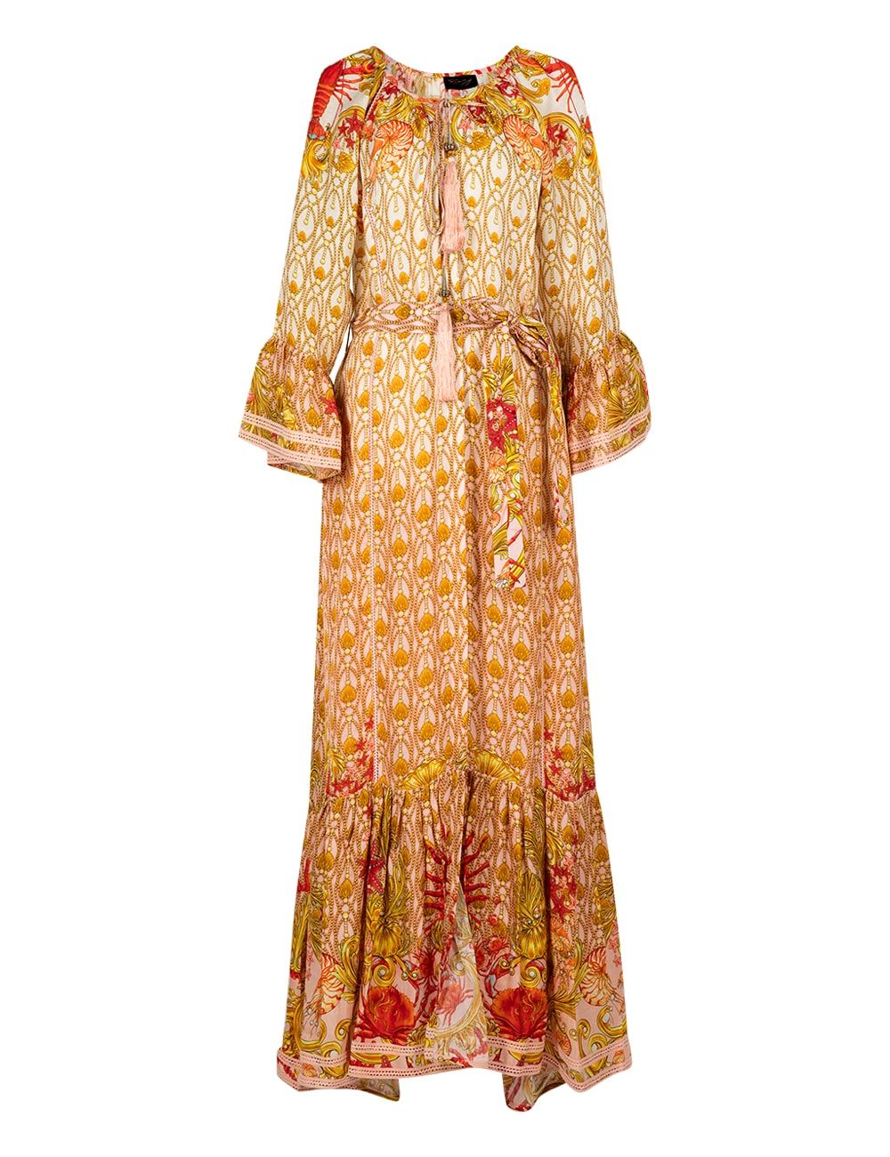 Midi Vyshyvanka dress in Baroque Sea Temple Pink print