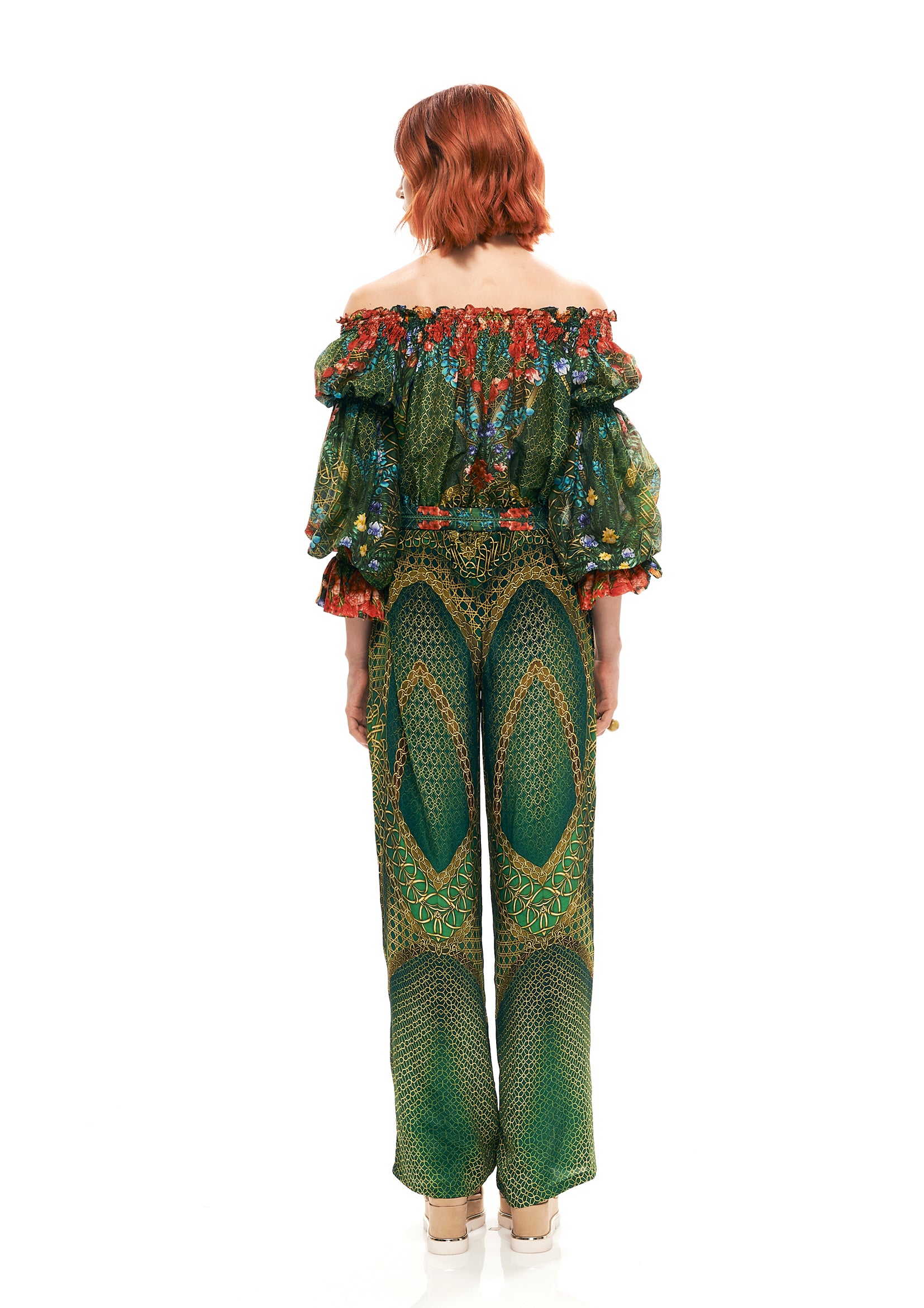 Off-shoulder full arms top in Alice Garden Jungle print
