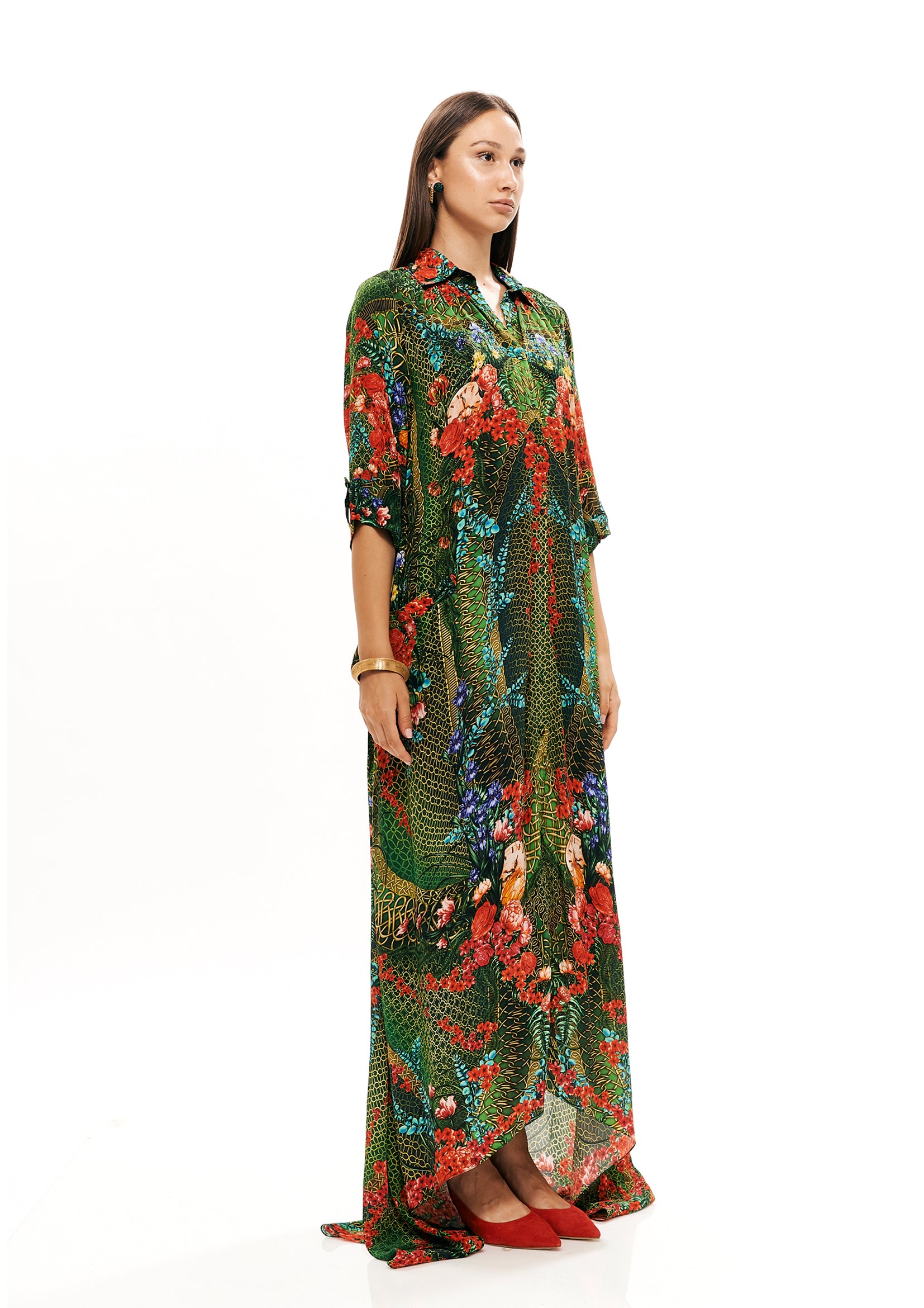 Draping back chemisier in Alice Garden Jungle print