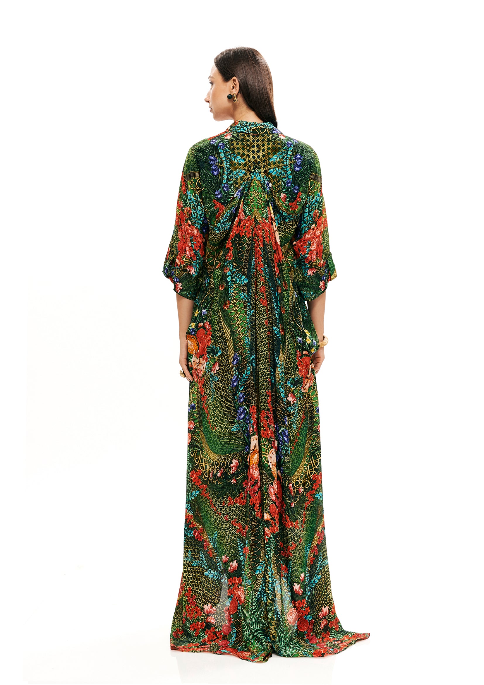 Draping back chemisier in Alice Garden Jungle print